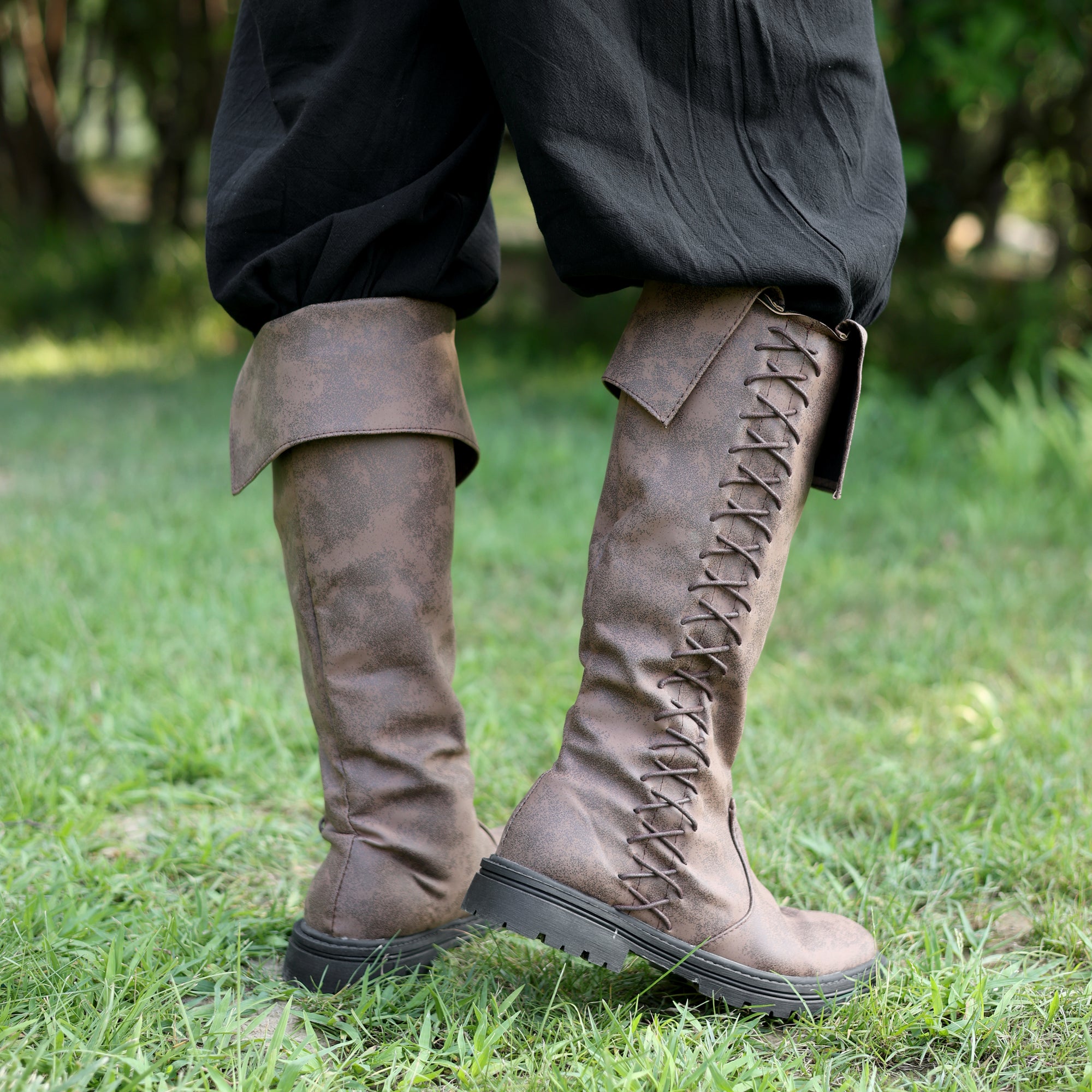 LARP Medieval Boots - Black & Brown Cosplay Footwear