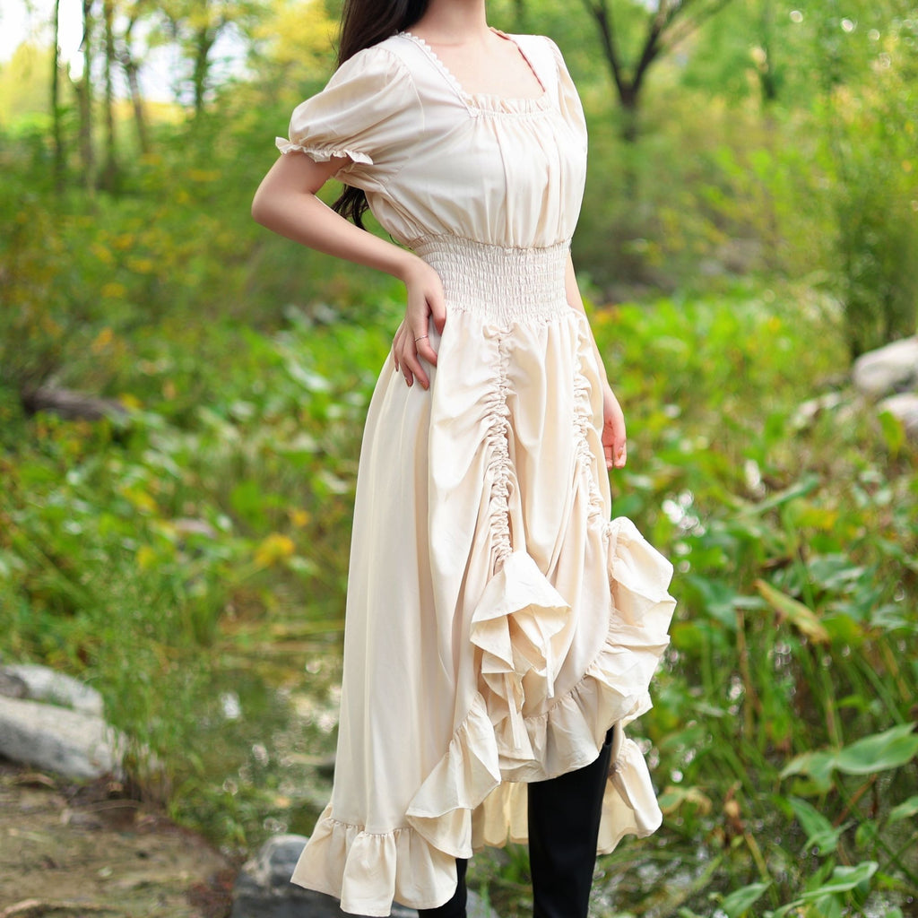 Beige Medieval Renaissance Dress – LARP Fantasy Gown