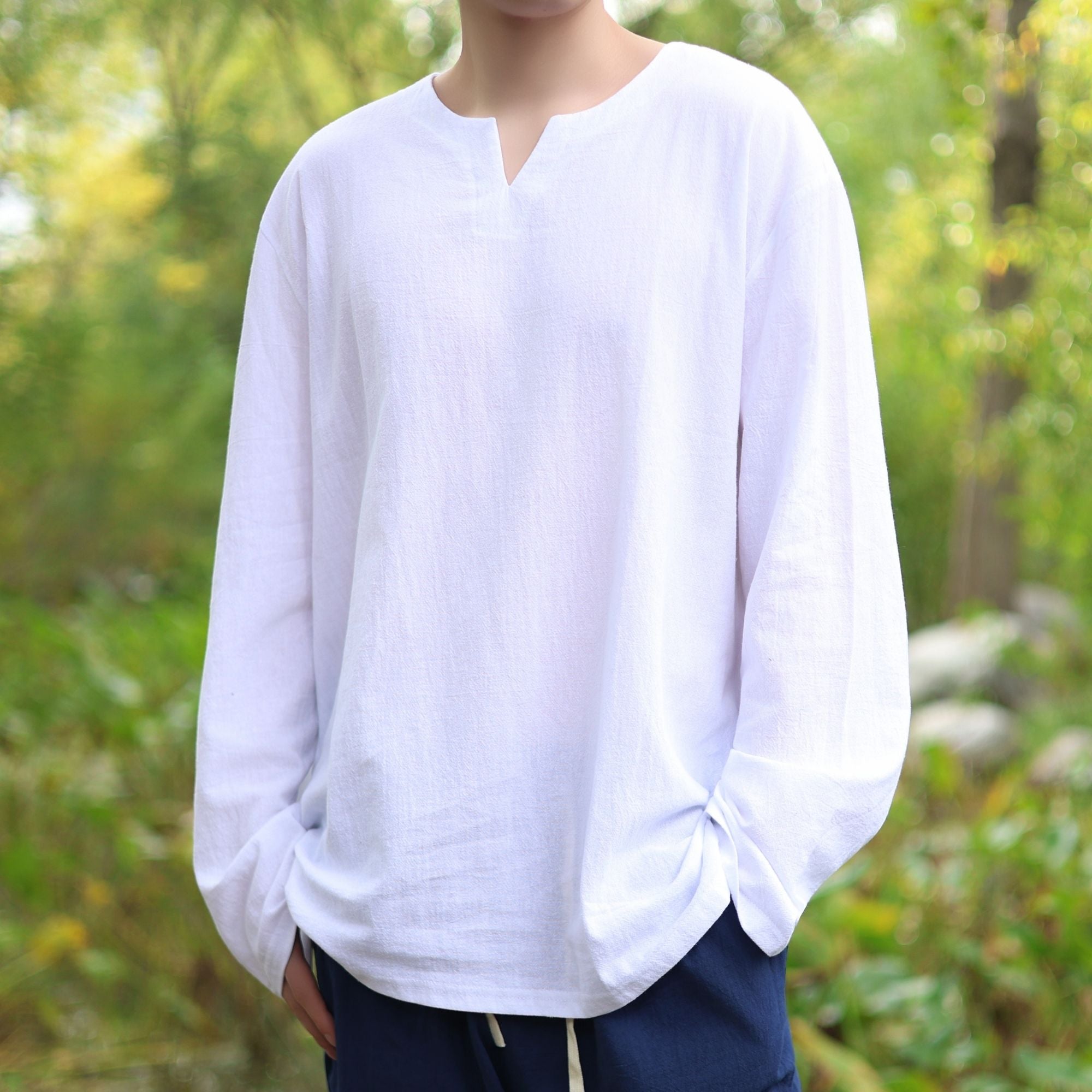 Black Medieval LARP V Neck Tunic Shirt