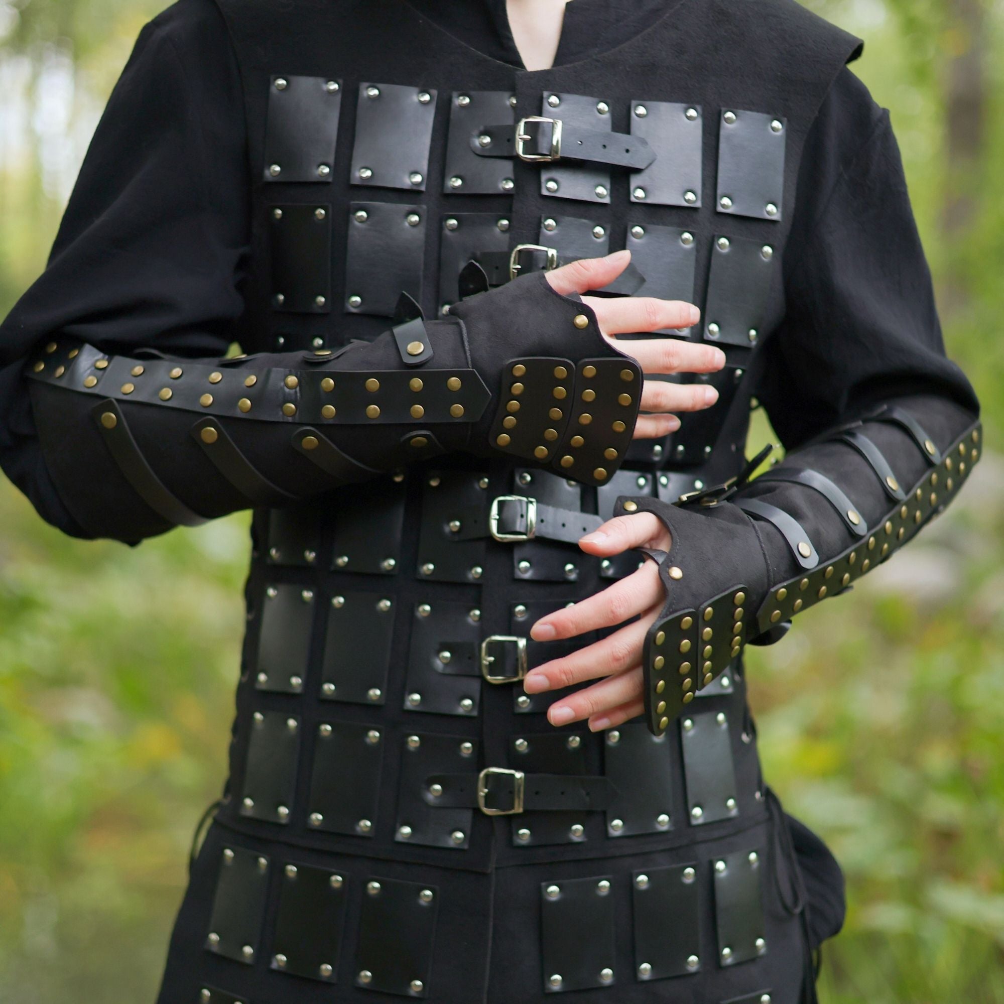 Black Leather Arm Bracers
