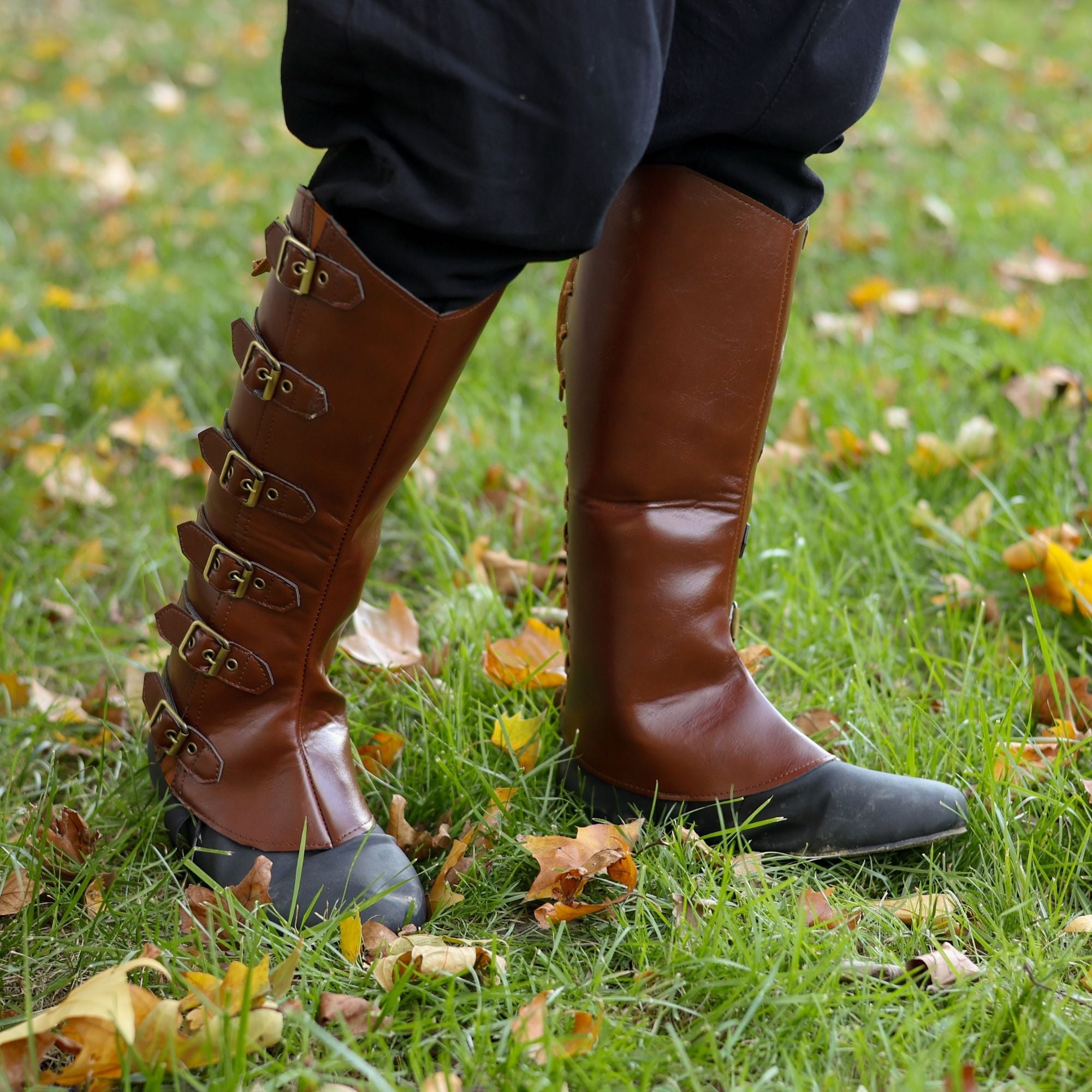 Medieval Leather Boot Covers – Brown LARP Gaiters