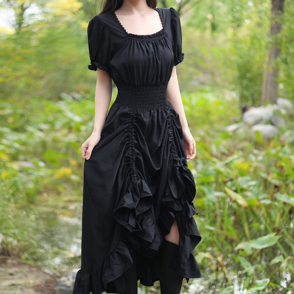 Black Medieval Renaissance Dress – LARP Vintage Gown