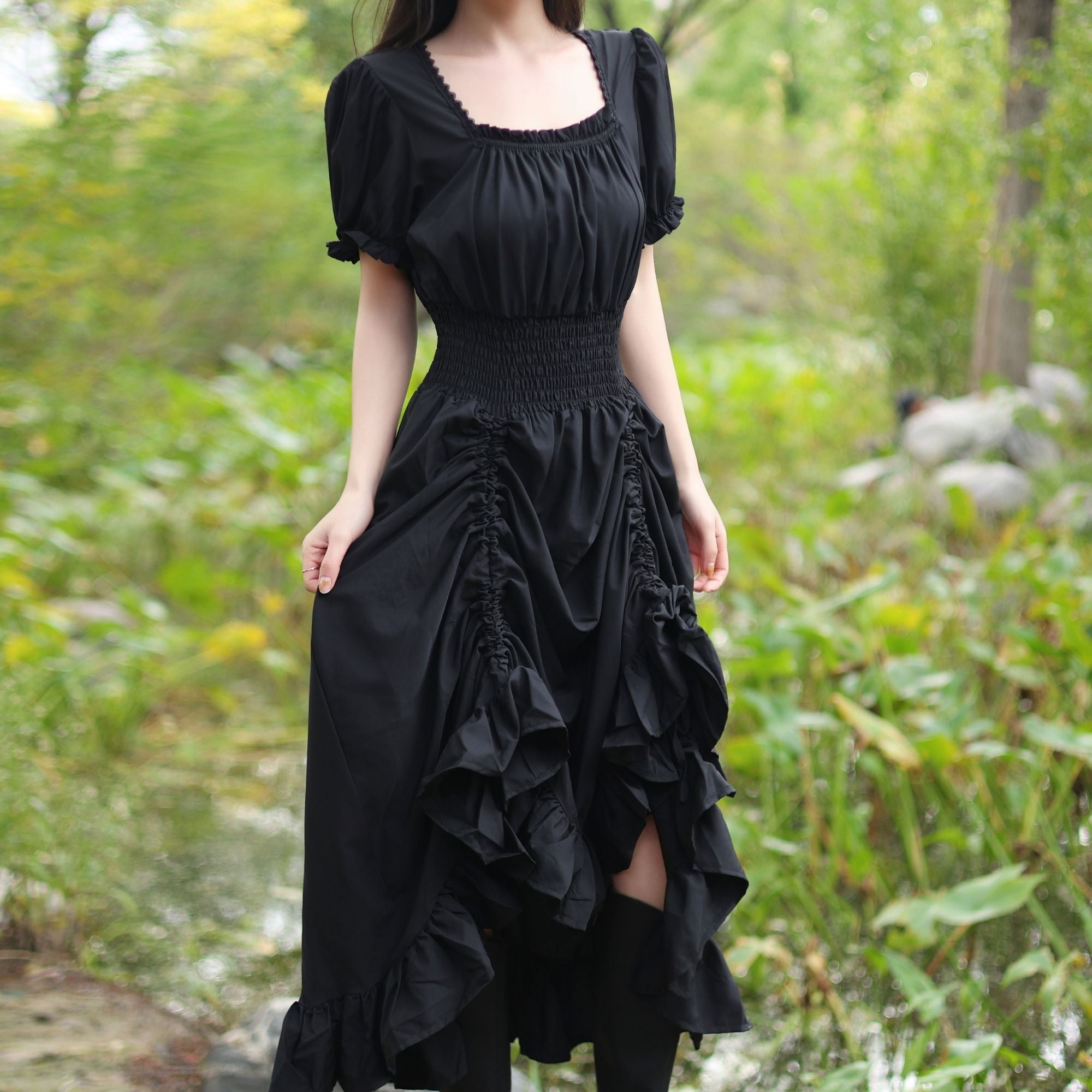 Black Medieval Renaissance Dress – LARP Vintage Gown