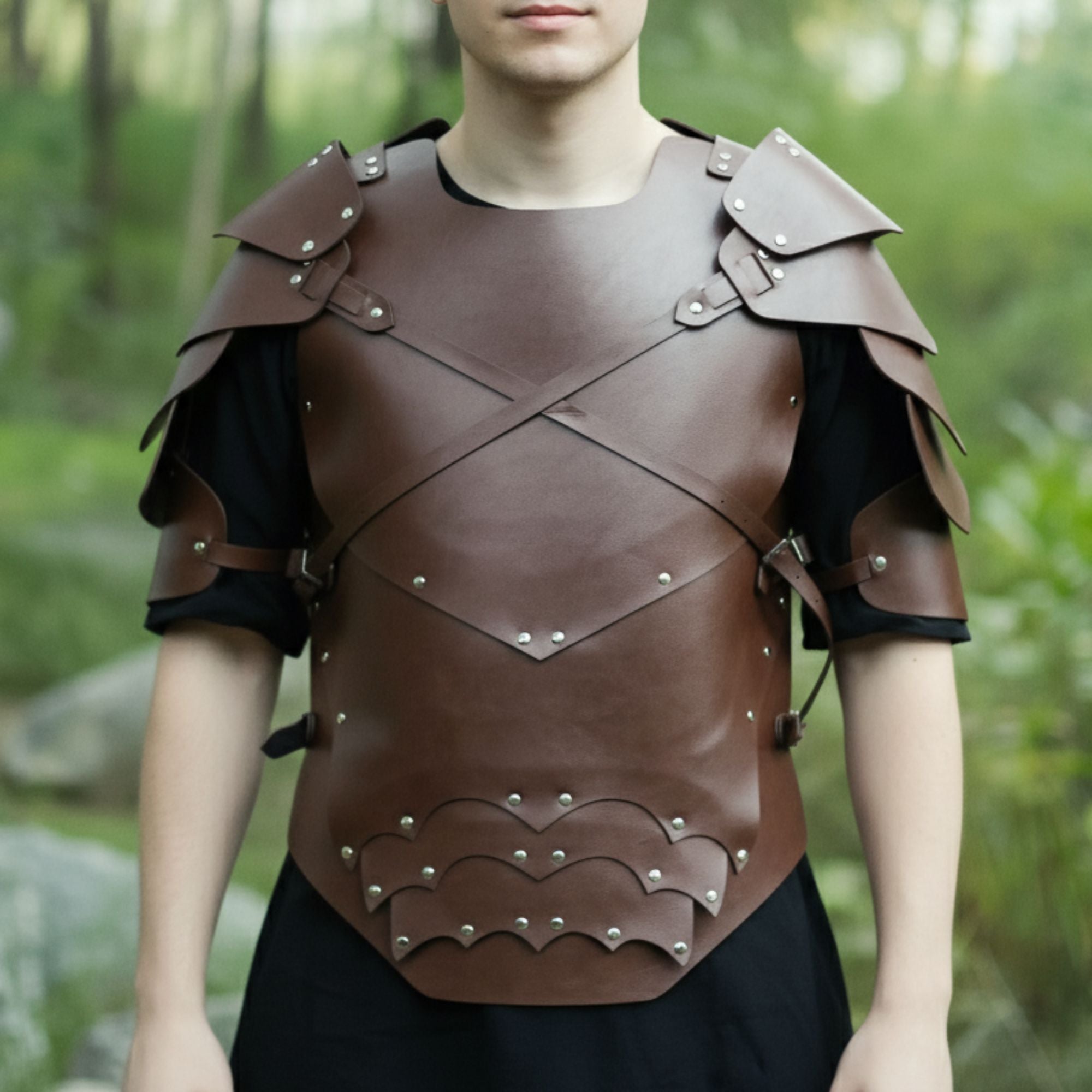 Brown Leather Chest Armor with Pauldrons