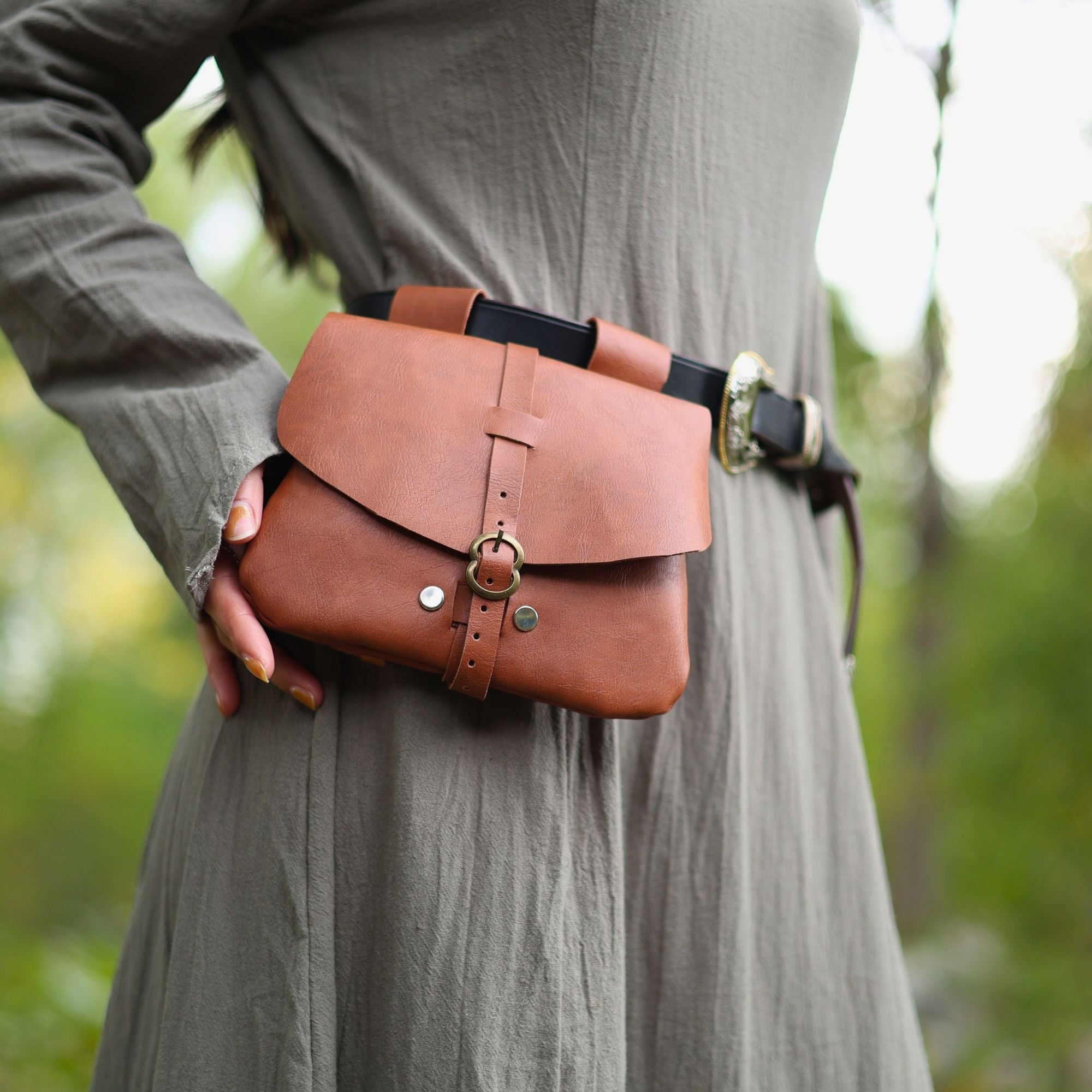 Light Brown Medieval PU Leather Belt Pouch