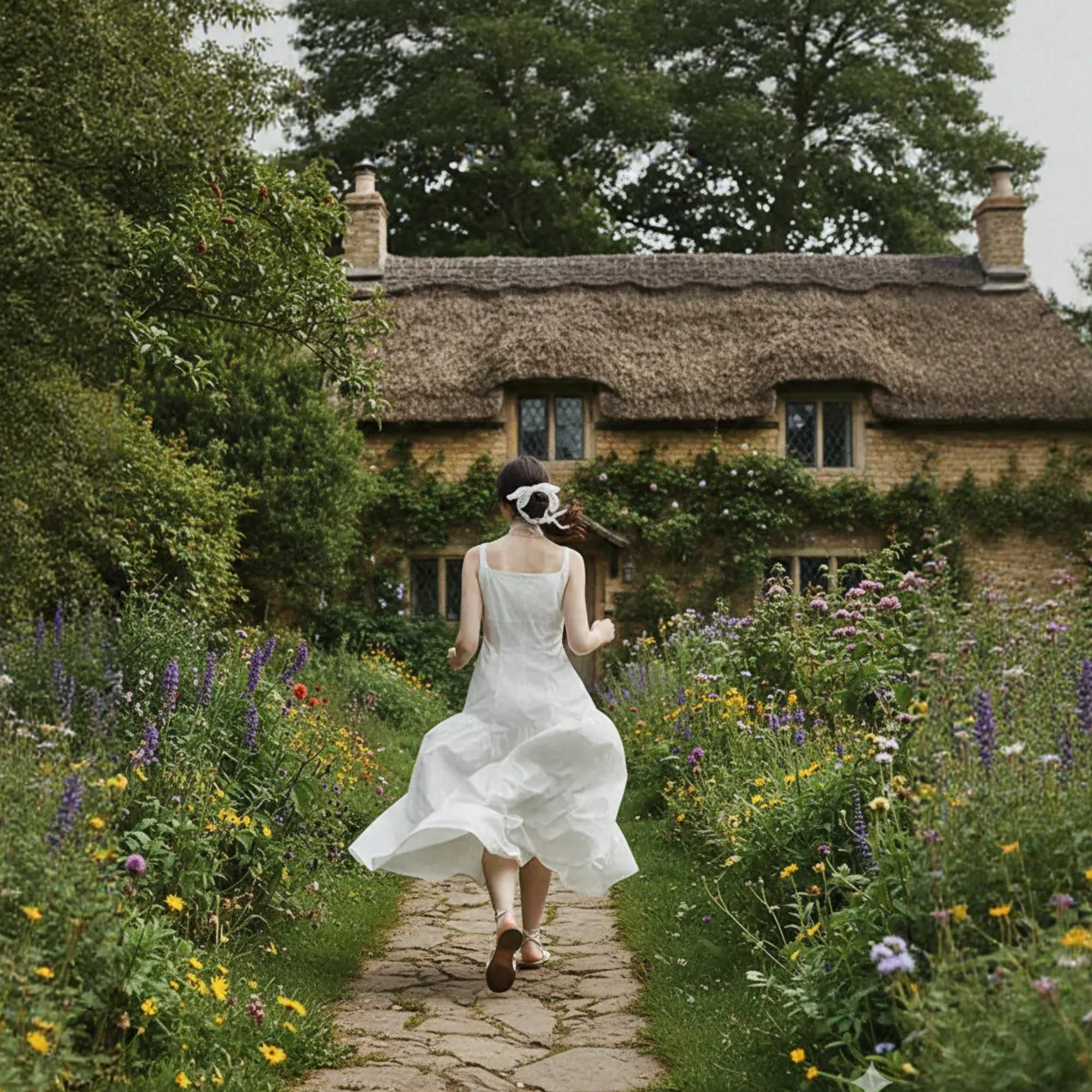 White Cottagecore Dress – Medieval Fair Gown, Renaissance LARP Outfit for Women