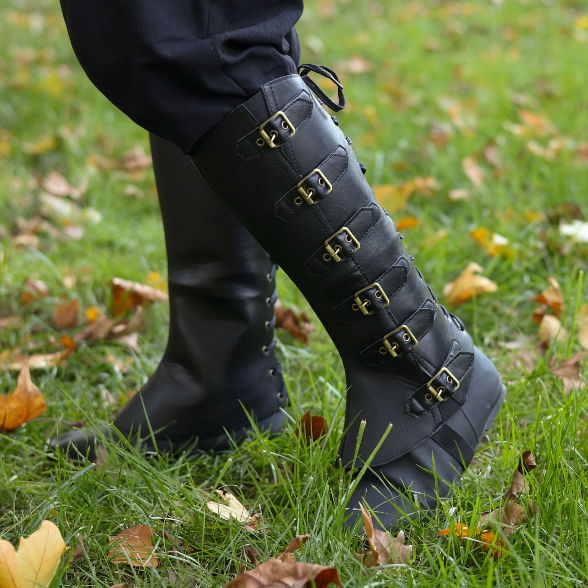 Medieval Leather Boot Covers – Black LARP Gaiters