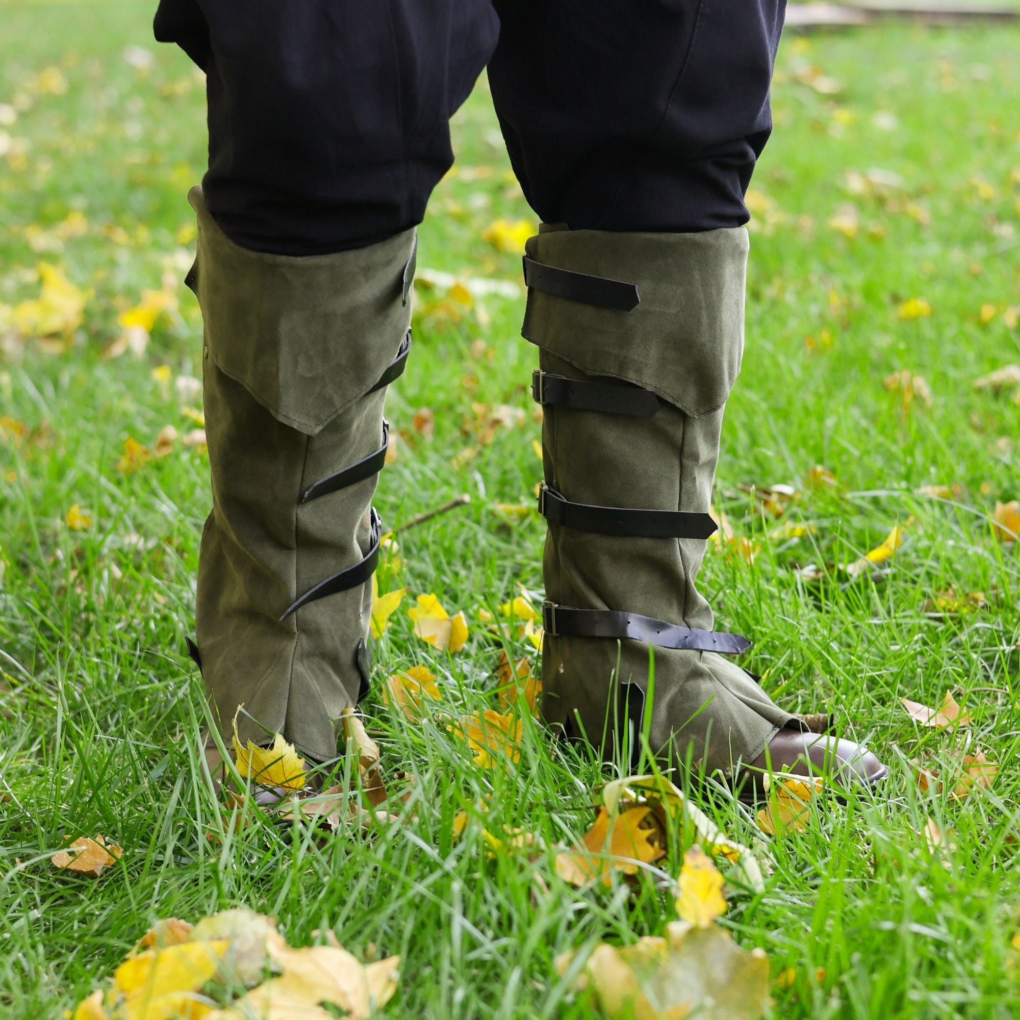 Brown Medieval Leg Guards – LARP Gaiters / Suede Armor Covers