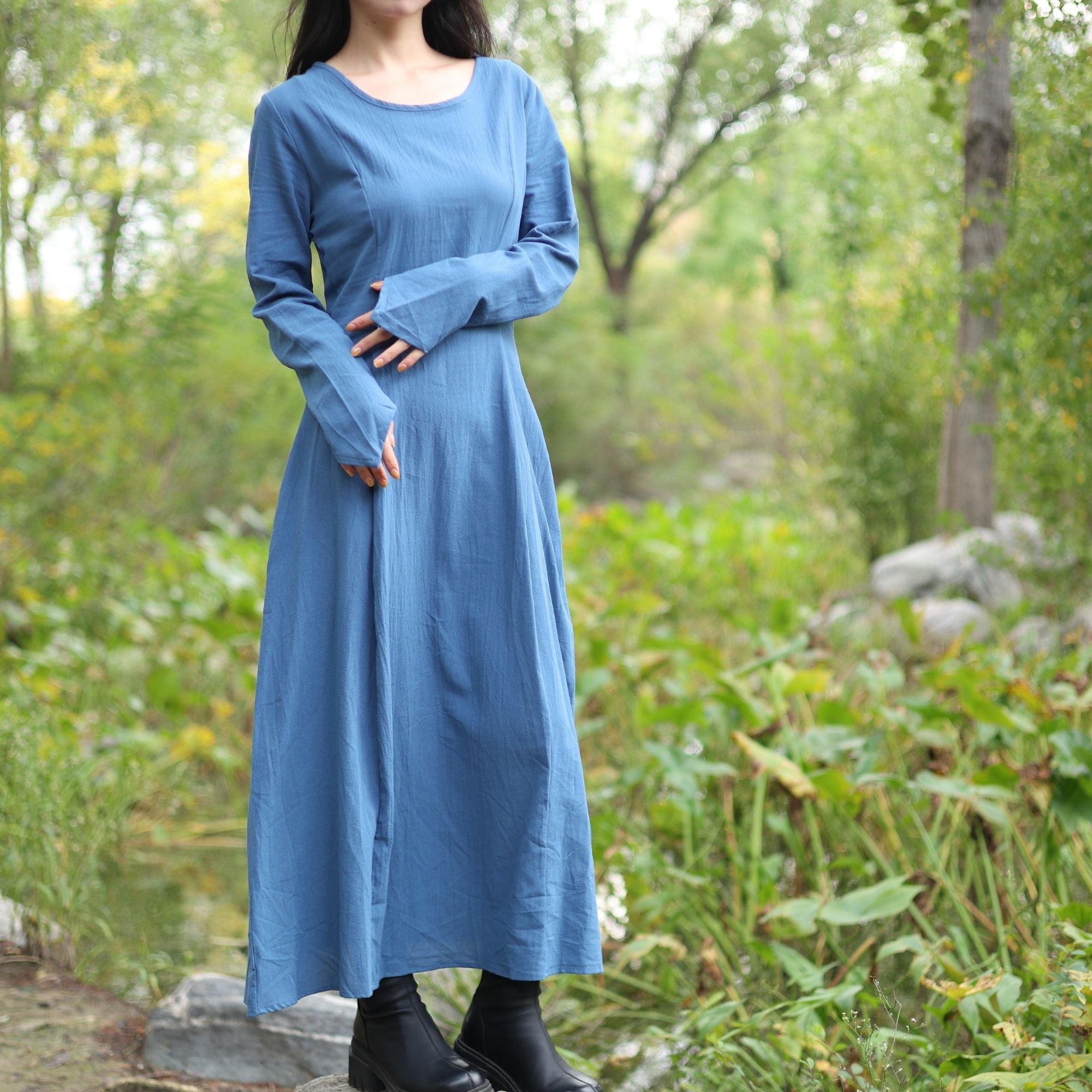 Blue Medieval Peasant Dress
