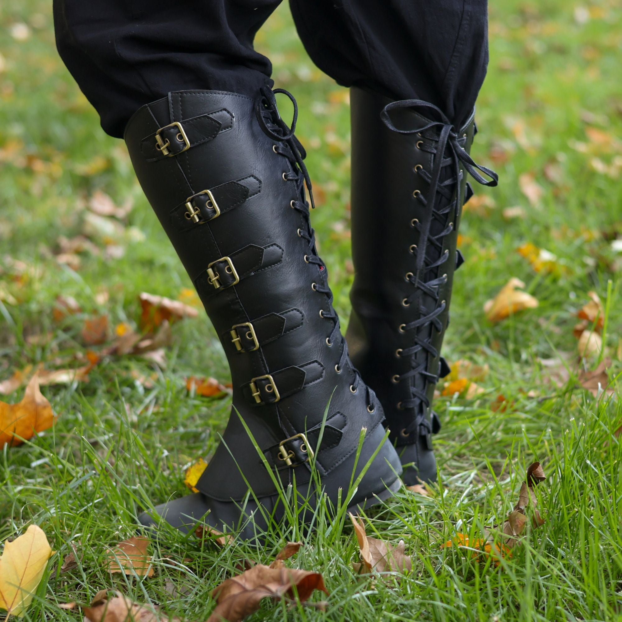 Medieval Leather Boot Covers – Black LARP Gaiters