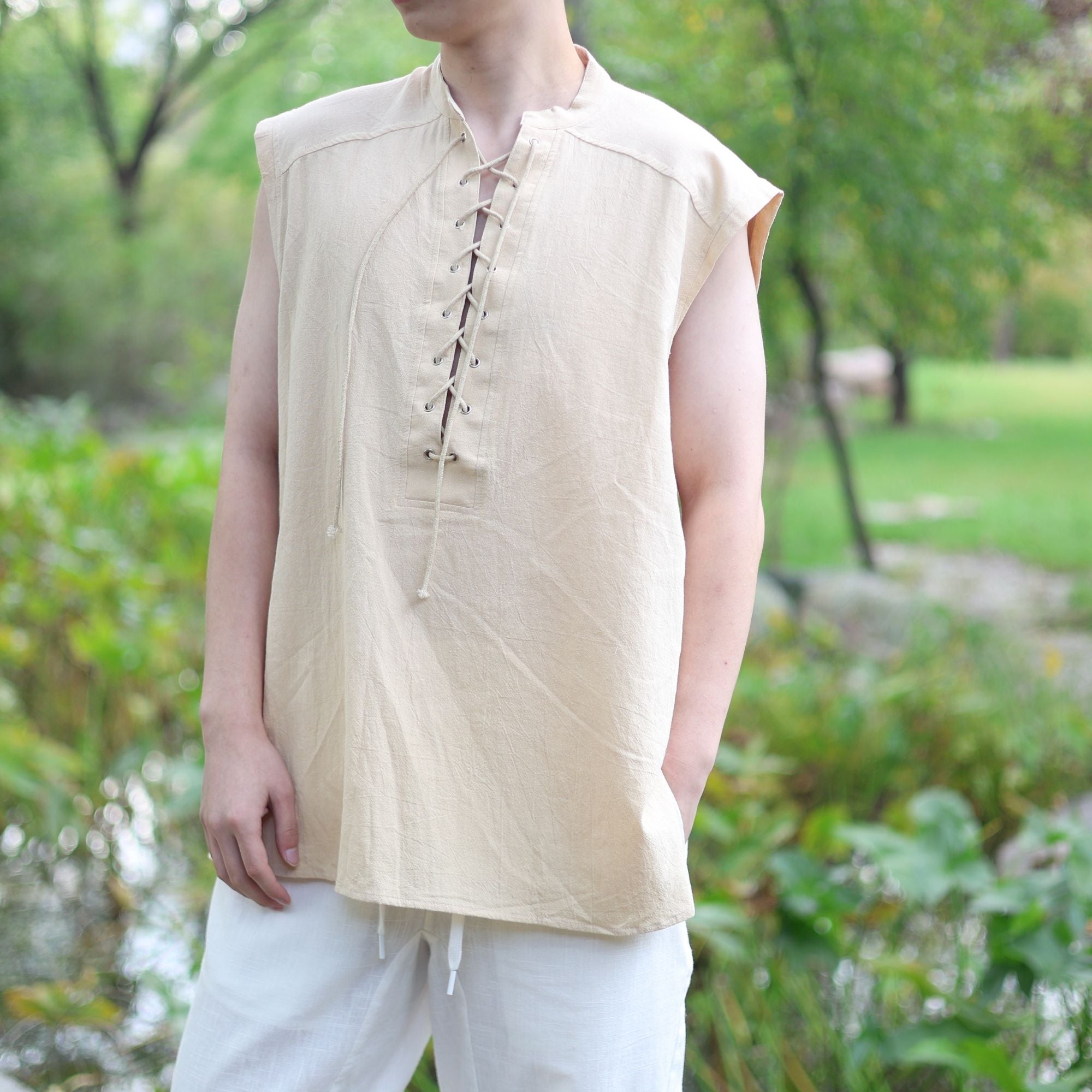 Beige Medieval Sleeveless Tunic