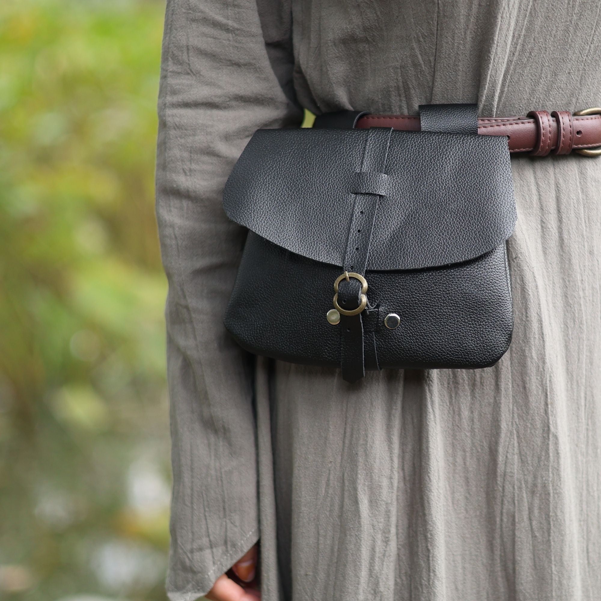 Light Brown Medieval PU Leather Belt Pouch