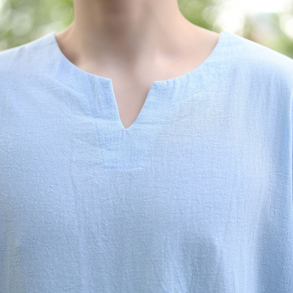 Light Blue Medieval LARP V Neck Tunic Shirt