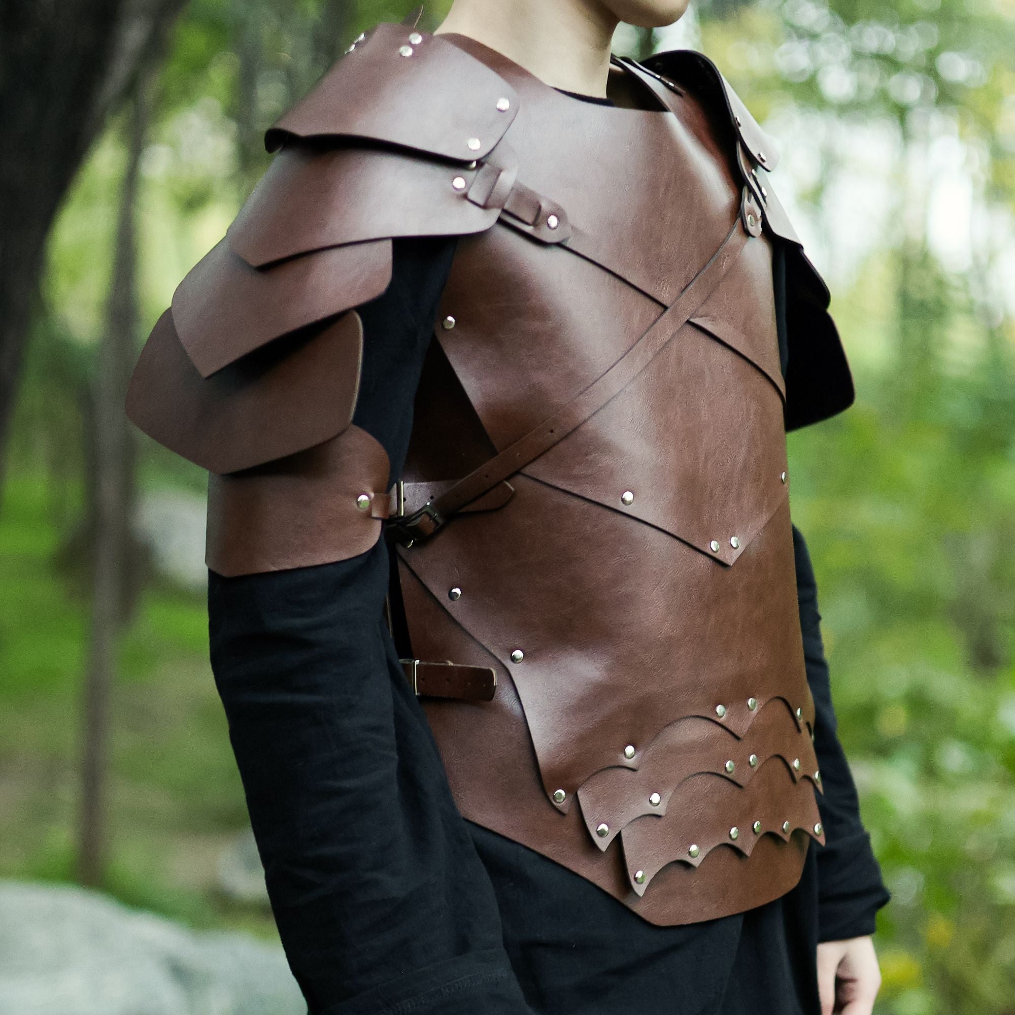 Brown Leather Chest Armor with Pauldrons