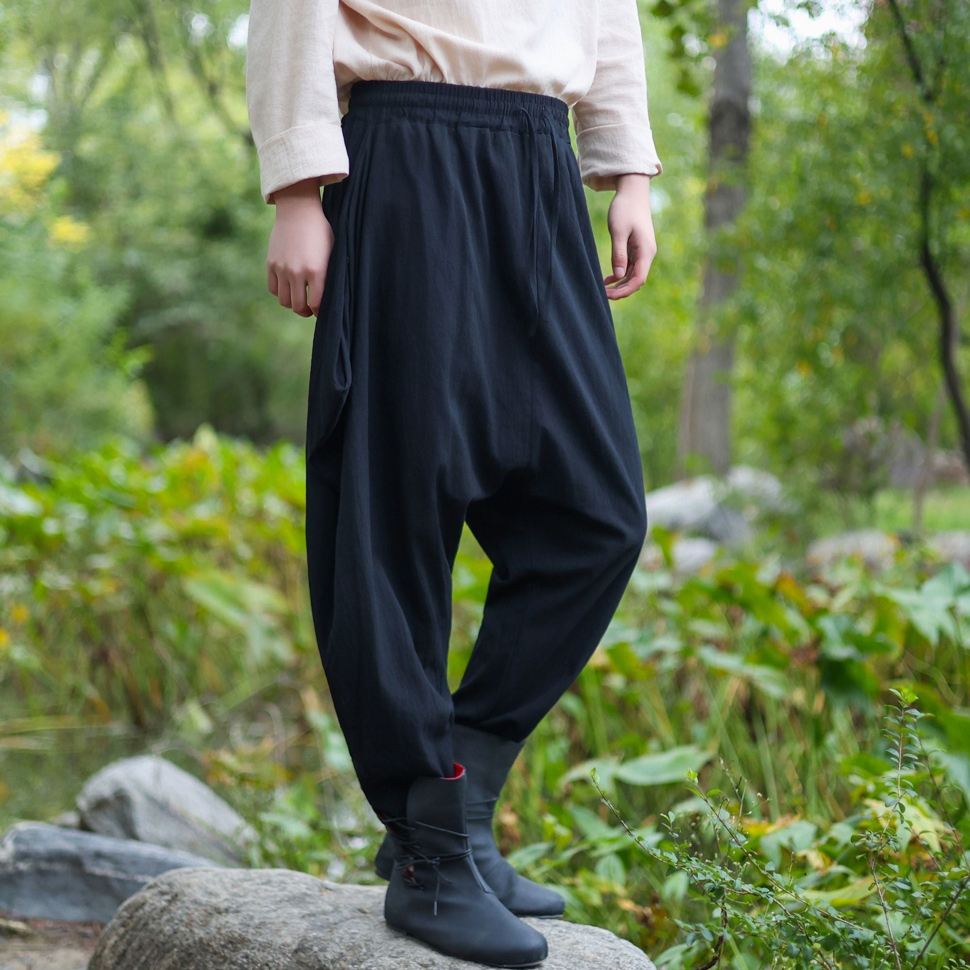 Medieval Black Harem LARP Pants