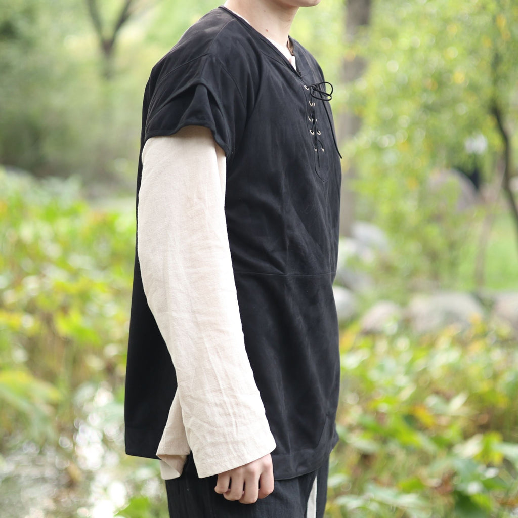 Black Medieval Lace-Up Tunic