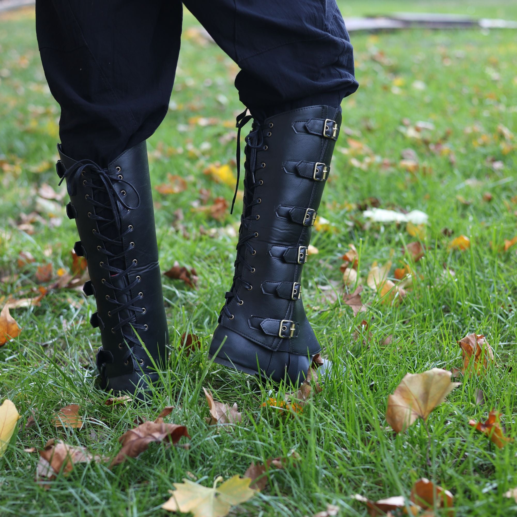 Medieval Leather Boot Covers – Black LARP Gaiters