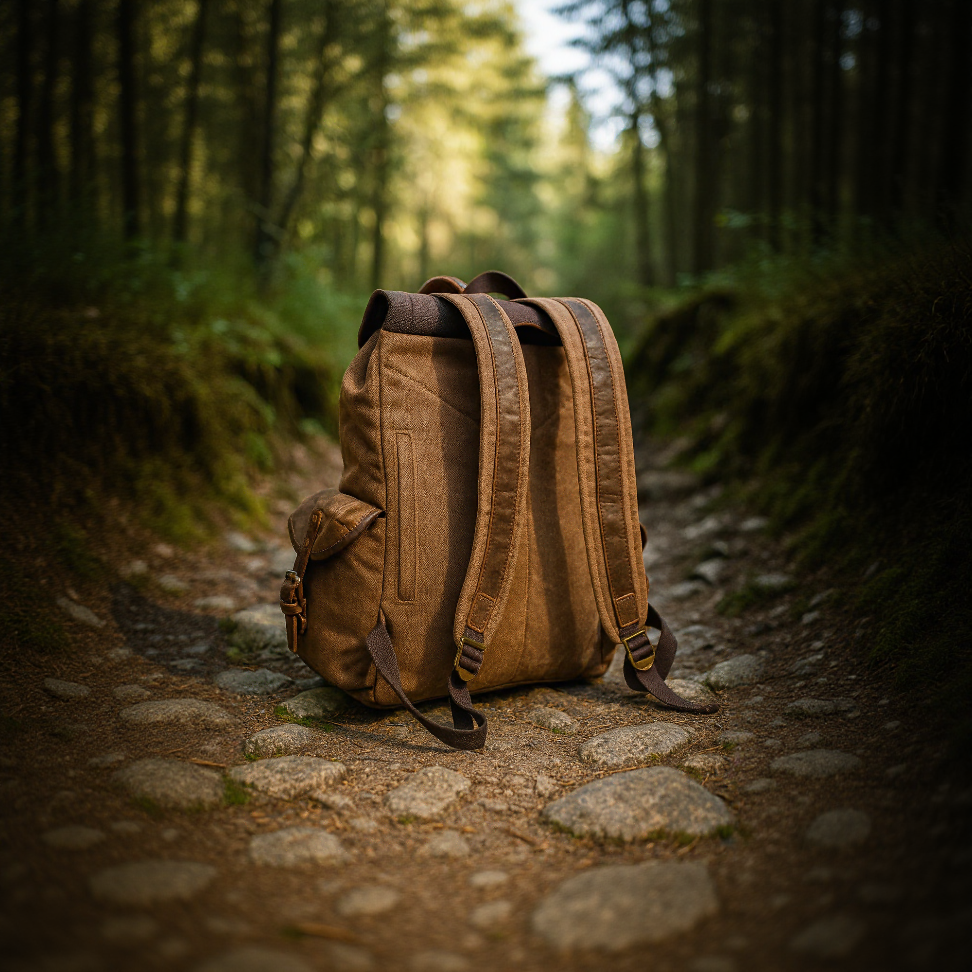 Rustic LARP Backpack – Waterproof Waxed Canvas & Real Leather Travel Bag