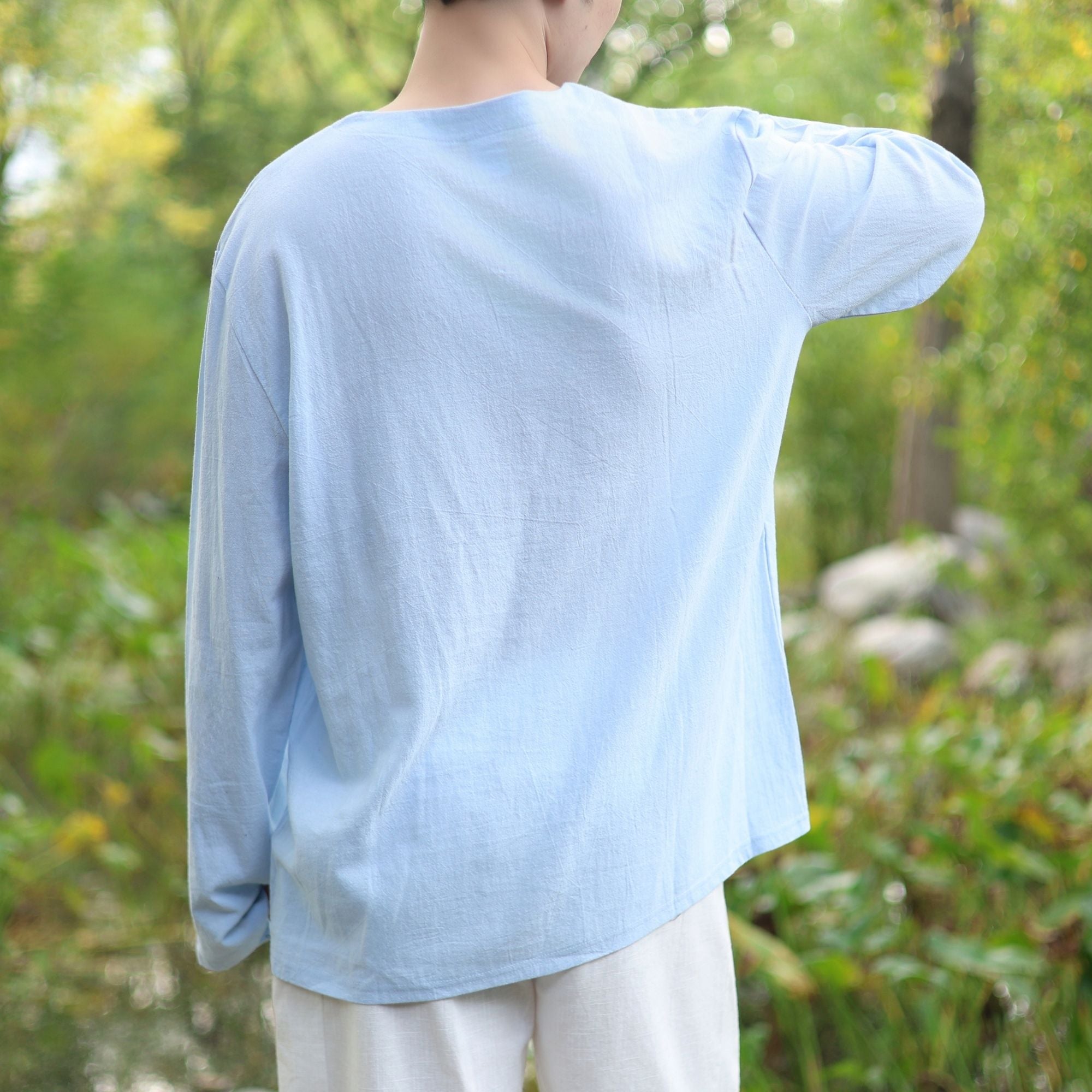 Light Blue Medieval LARP V Neck Tunic Shirt