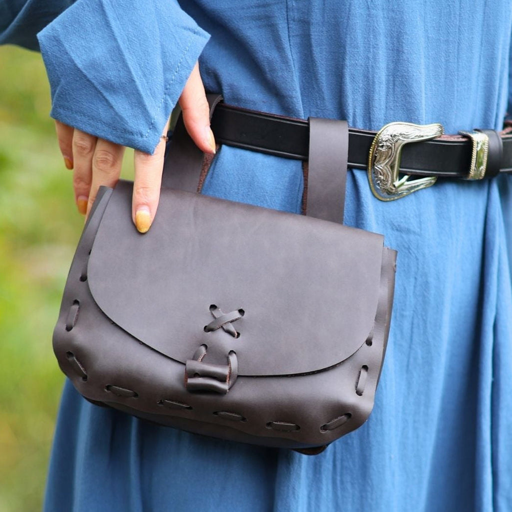 Brown Coffee Medieval PU Leather Coin Bag