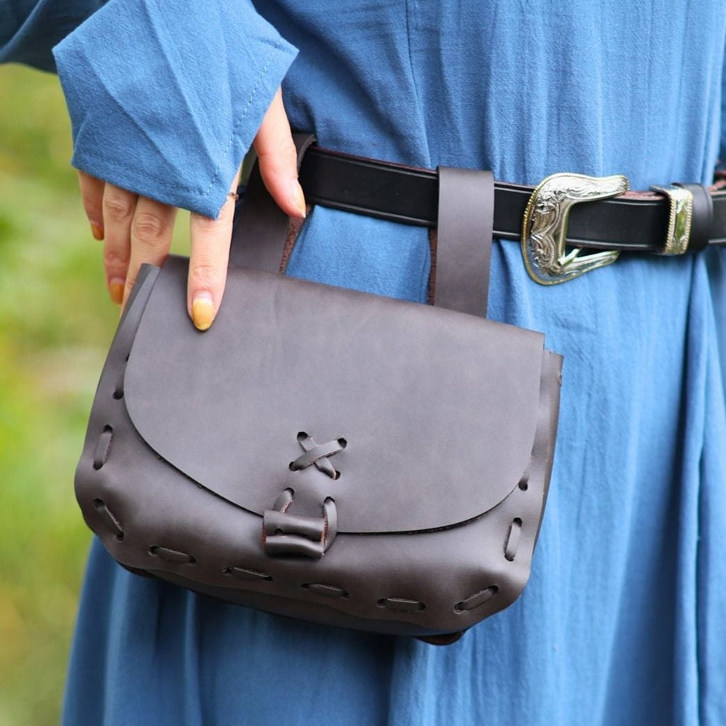 Brown Coffee Medieval PU Leather Coin Bag