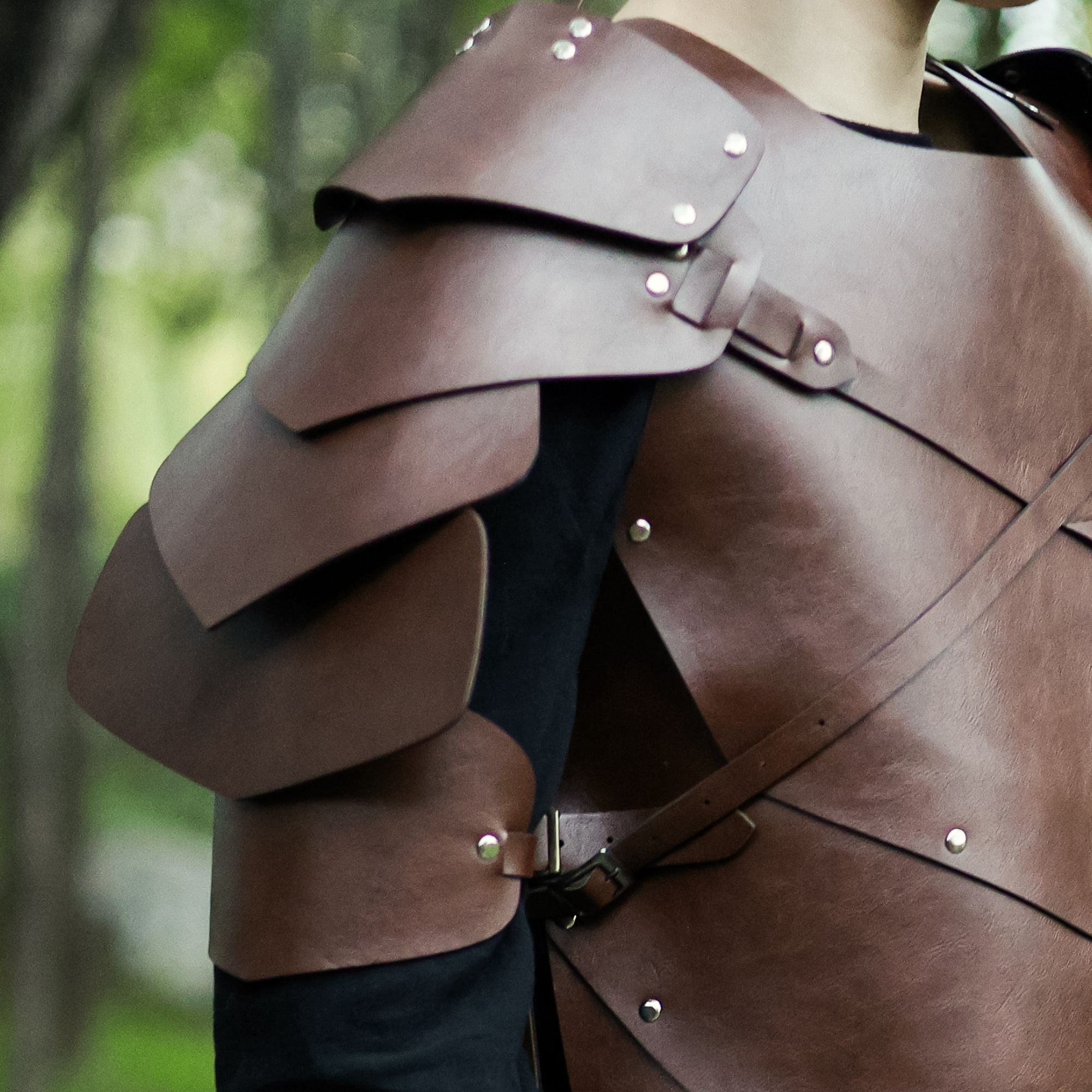 Brown Leather Chest Armor with Pauldrons
