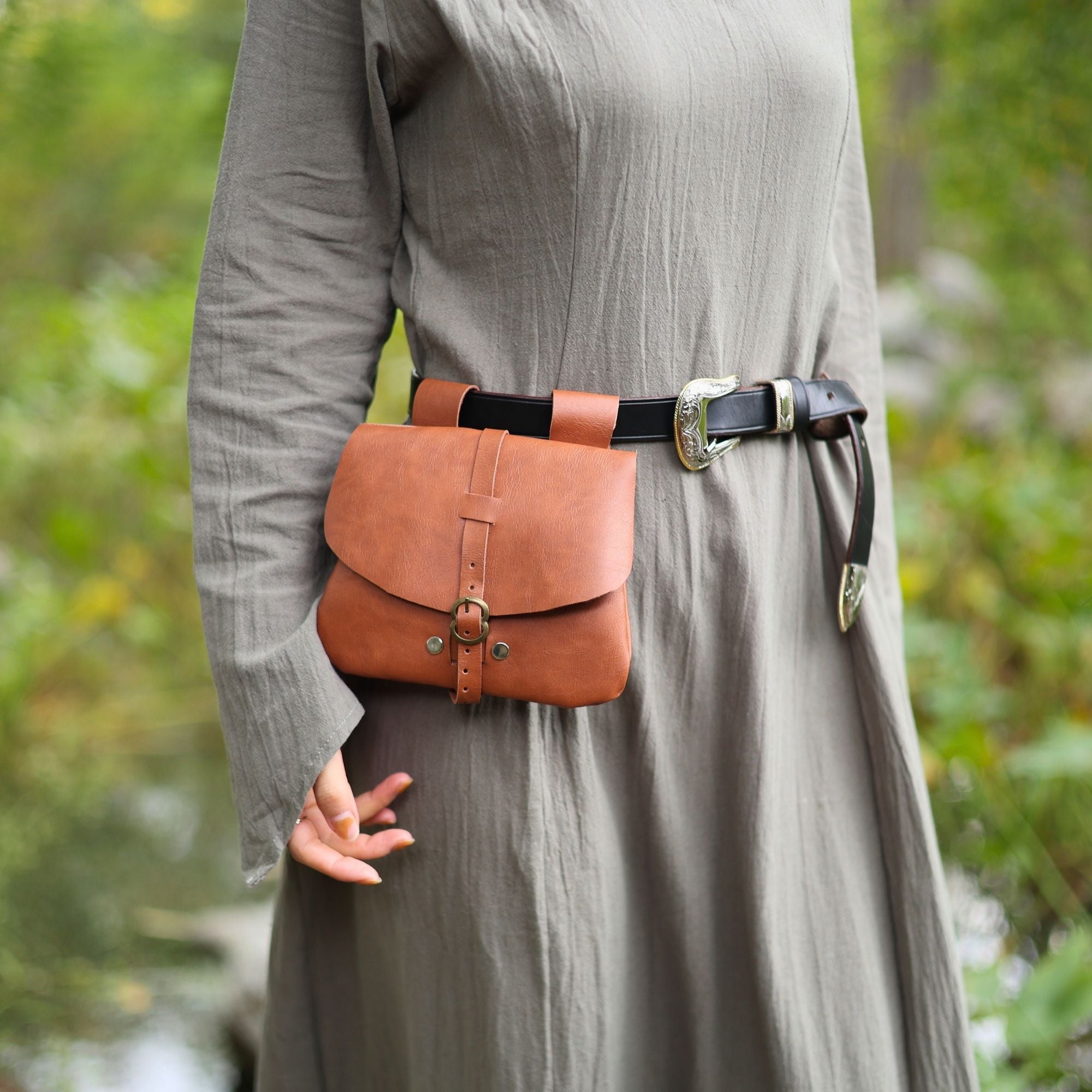 Light Brown Medieval PU Leather Belt Pouch