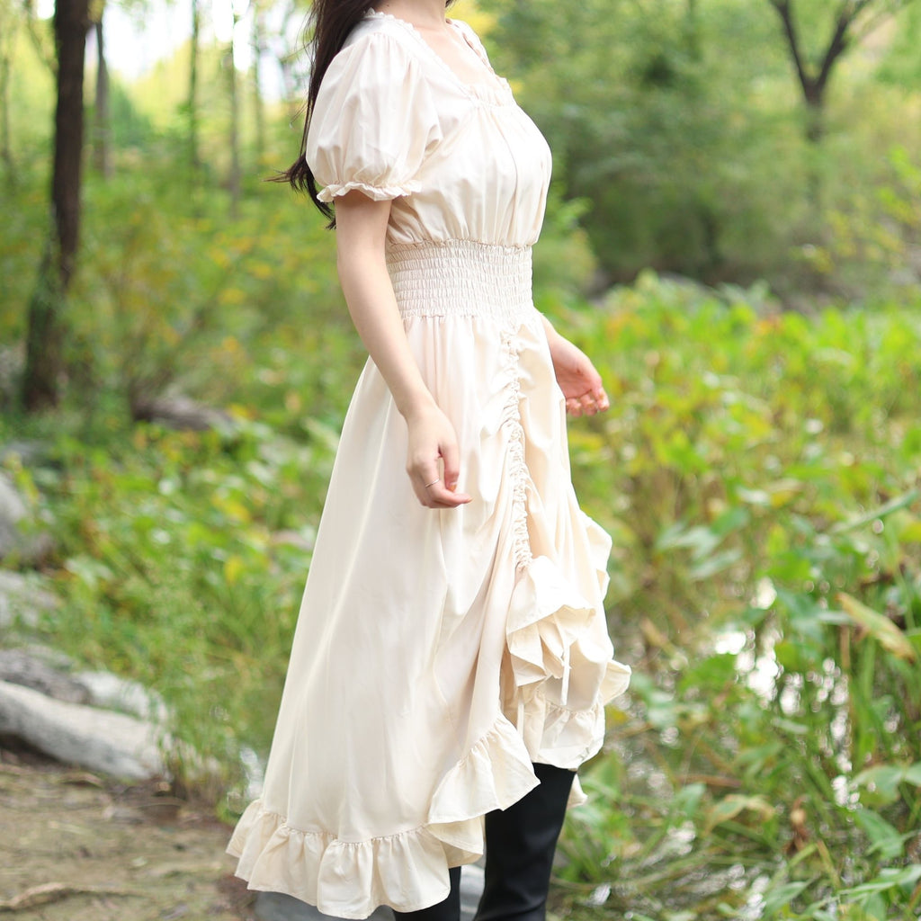 Beige Medieval Renaissance Dress – LARP Fantasy Gown