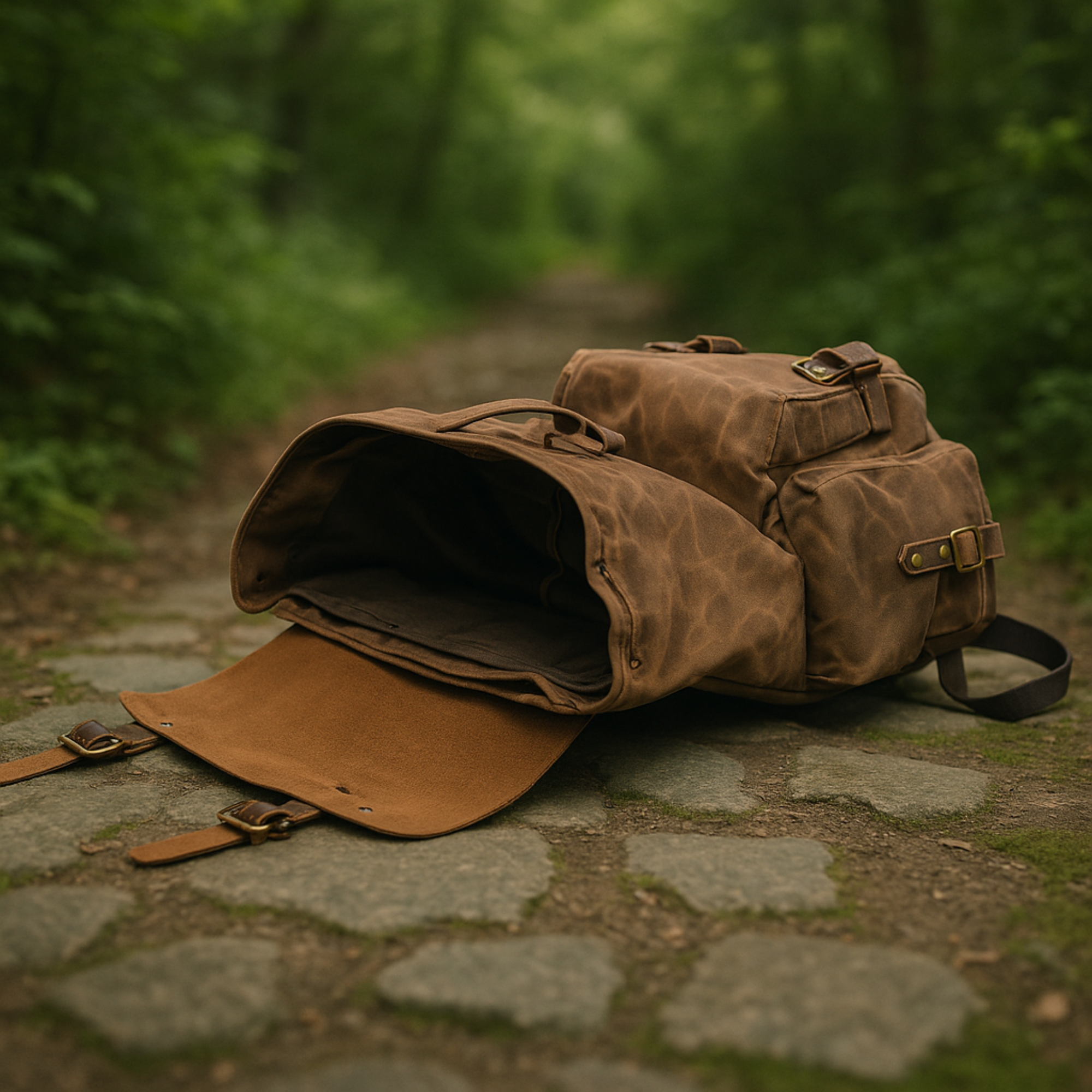 Rustic LARP Backpack – Waterproof Waxed Canvas & Real Leather Travel Bag