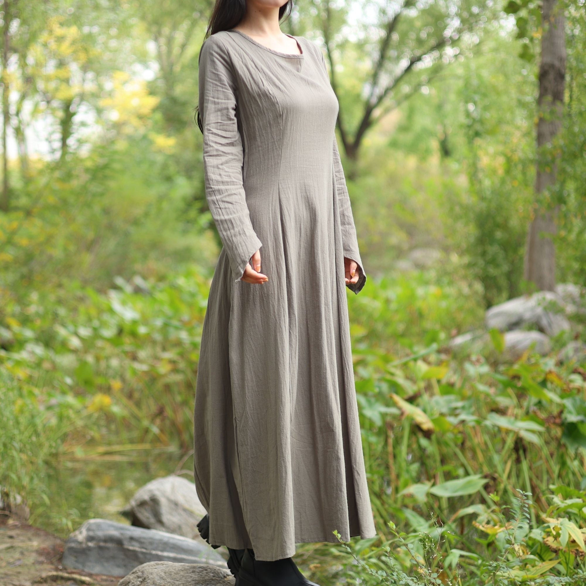 Army Green Medieval Peasant Dress