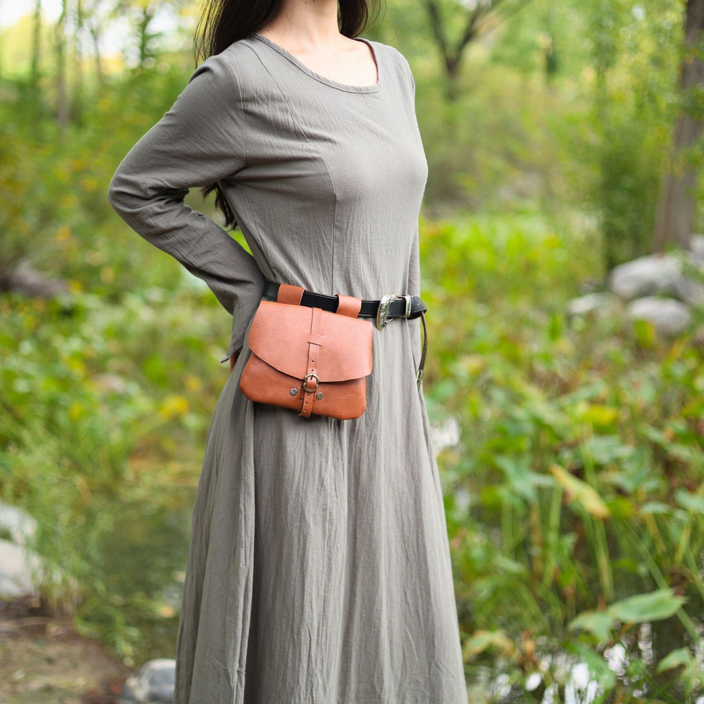 Light Brown Medieval PU Leather Belt Pouch