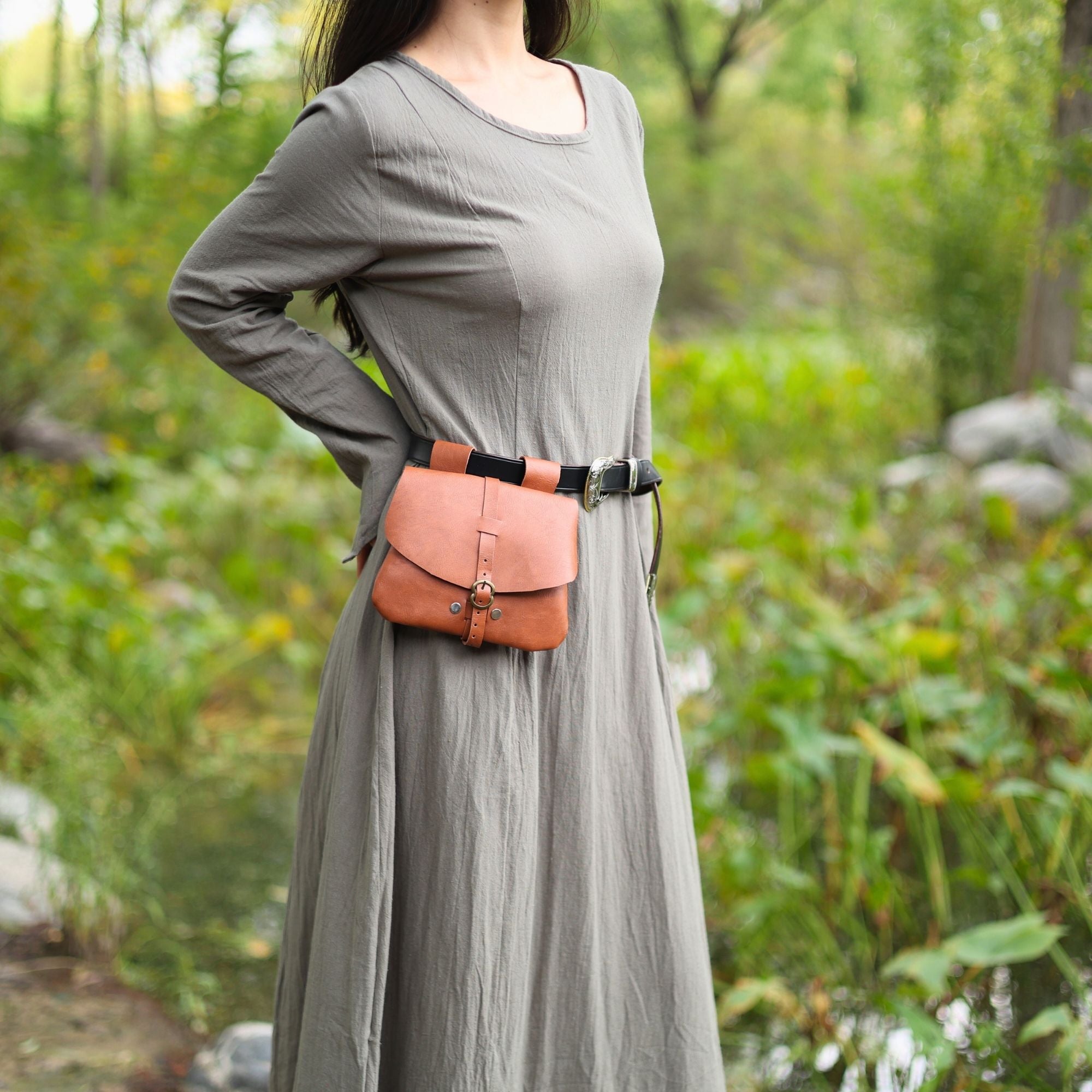 Light Brown Medieval PU Leather Belt Pouch