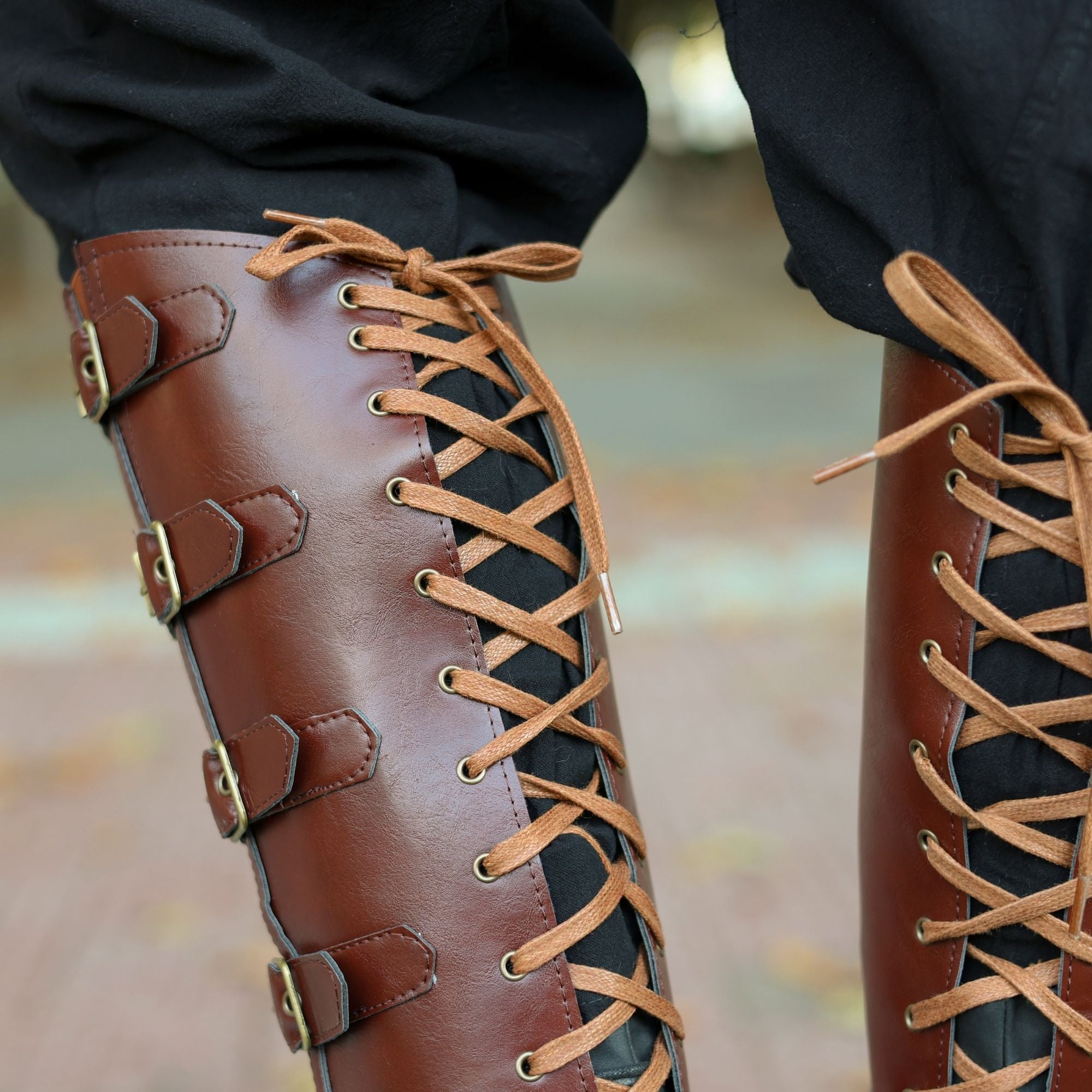 Medieval Leather Boot Covers – Black LARP Gaiters