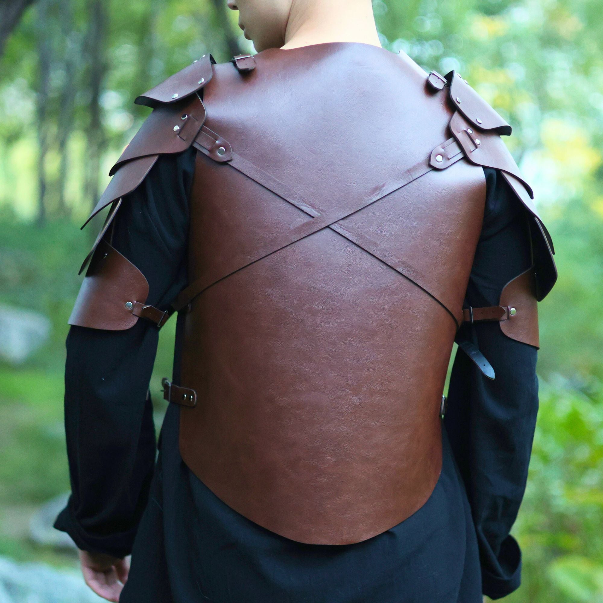 Brown Leather Chest Armor with Pauldrons