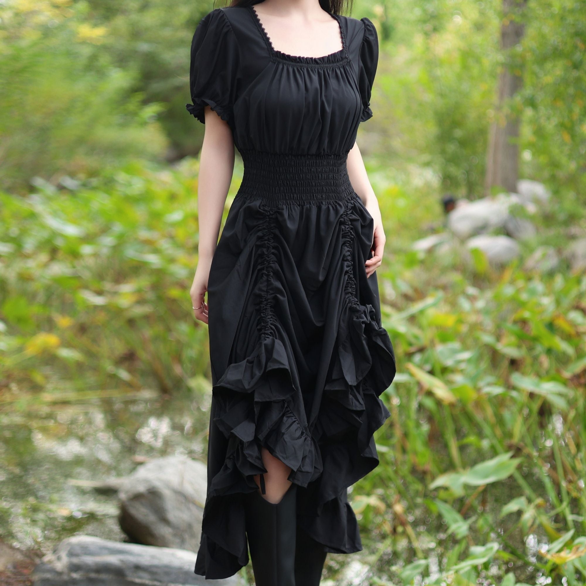 Black Medieval Renaissance Dress – LARP Vintage Gown