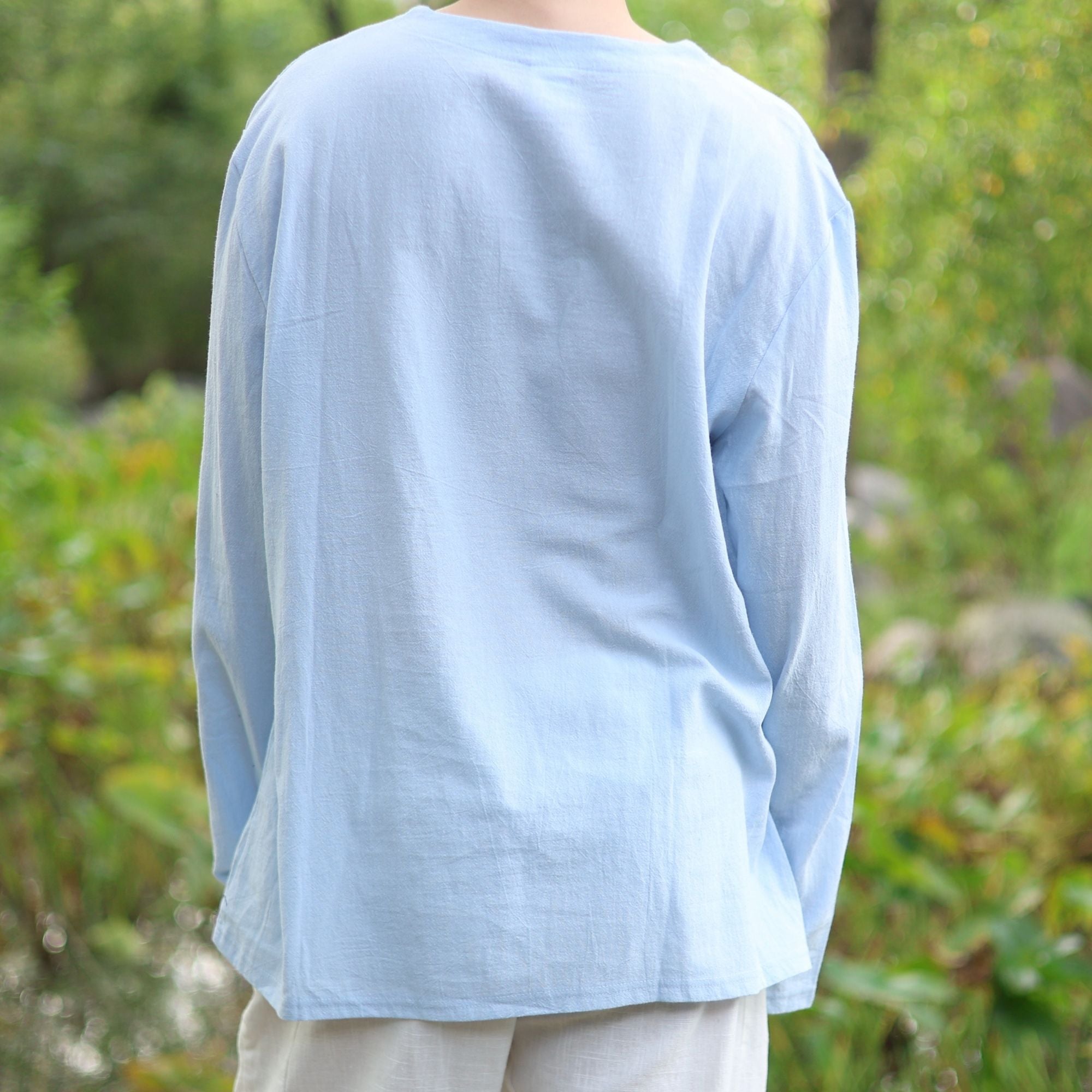 Light Blue Medieval LARP V Neck Tunic Shirt