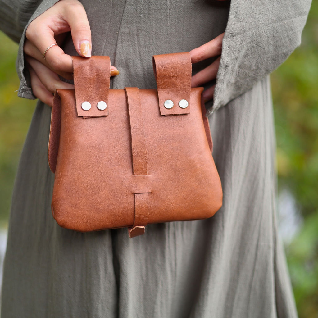 Light Brown Medieval PU Leather Belt Pouch