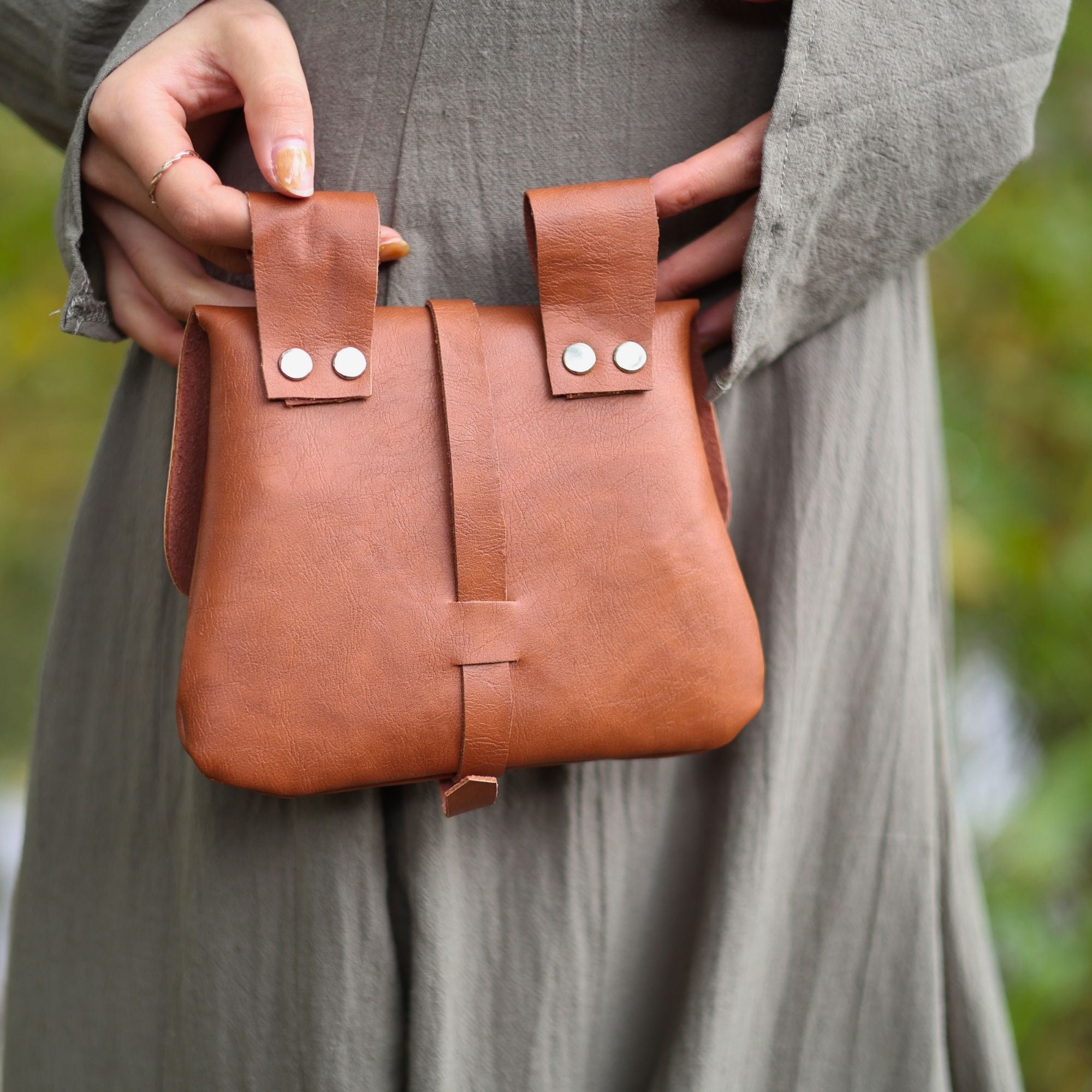 Light Brown Medieval PU Leather Belt Pouch