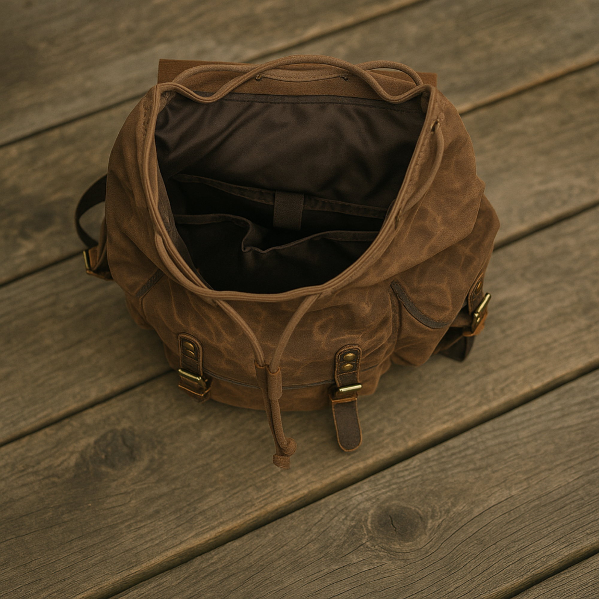 Rustic LARP Backpack – Waterproof Waxed Canvas & Real Leather Travel Bag