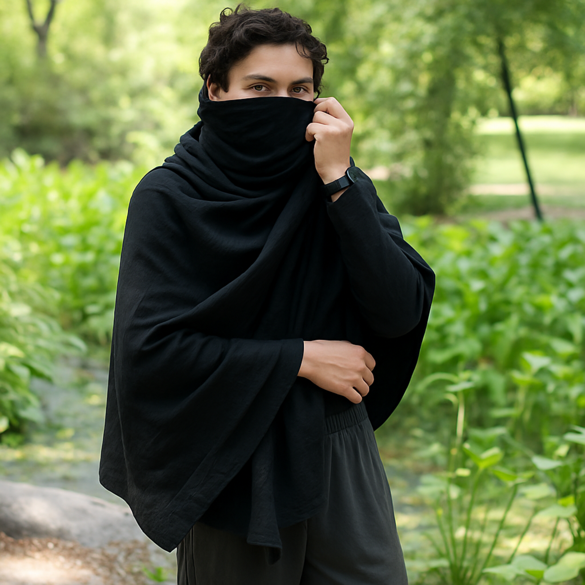 LARP Medieval Hooded Cloak Scarf Cape