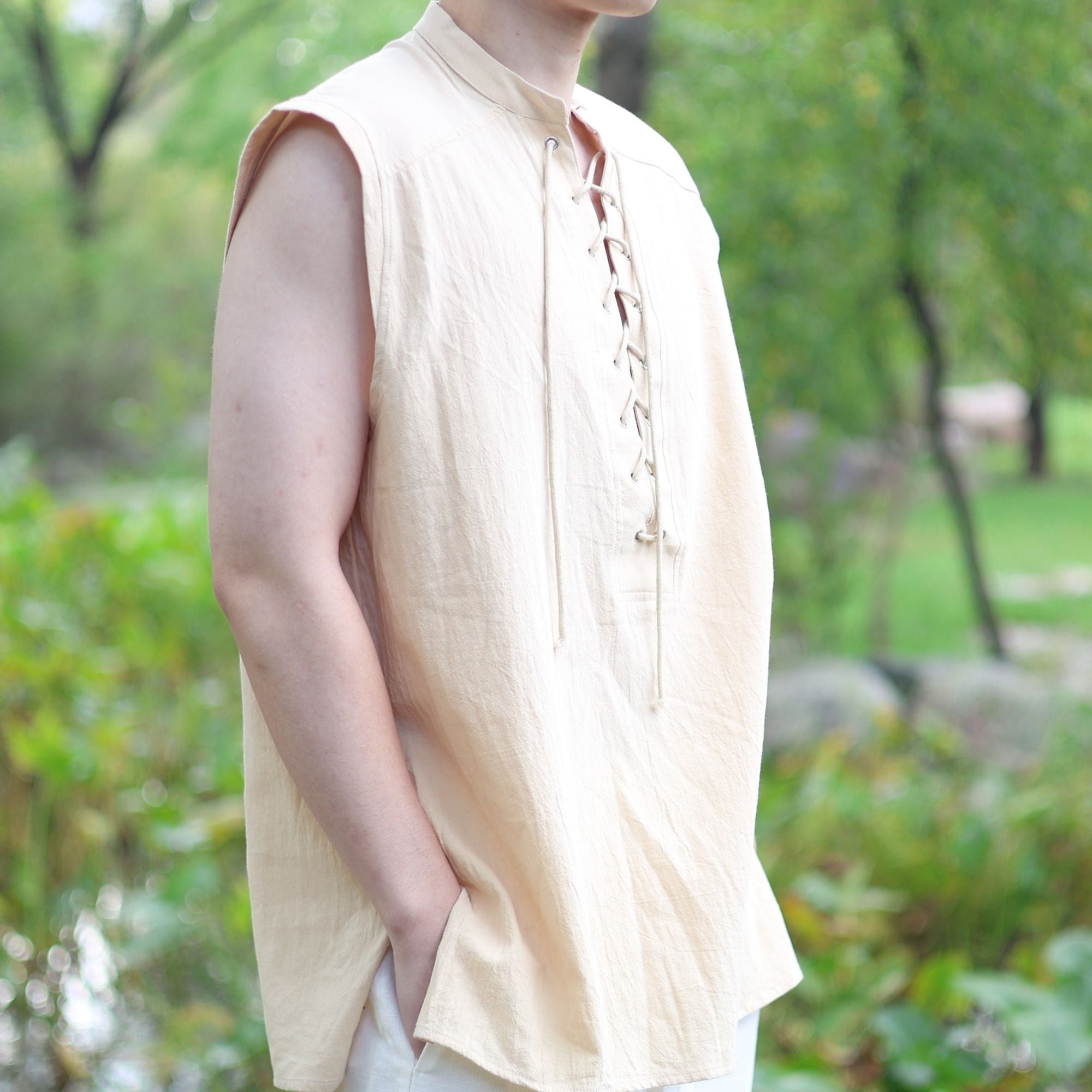 Beige Medieval Sleeveless Tunic