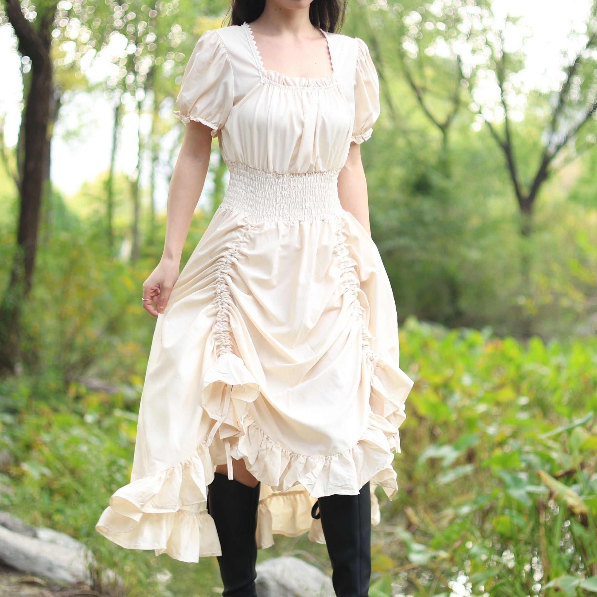 Beige Medieval Renaissance Dress – LARP Fantasy Gown