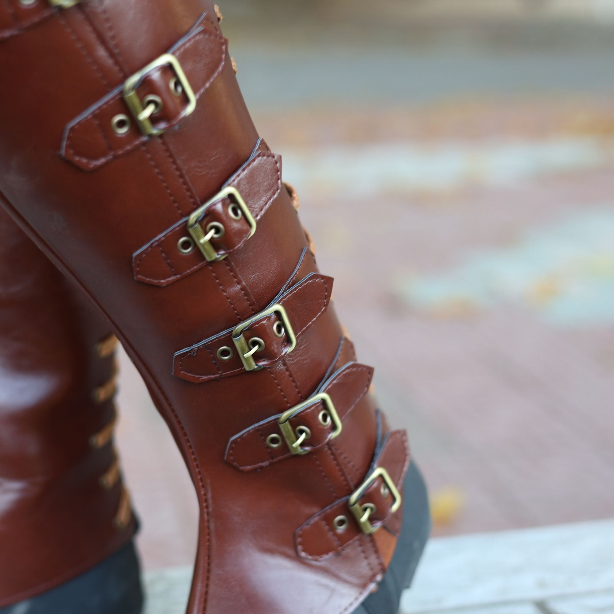 Medieval Leather Boot Covers – Brown LARP Gaiters