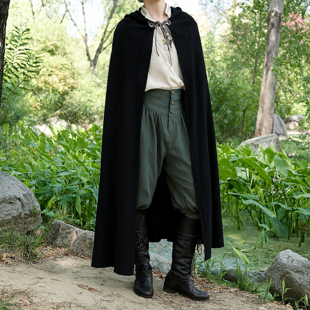 LARP Medieval Linen Cotton Cloak with Hood
