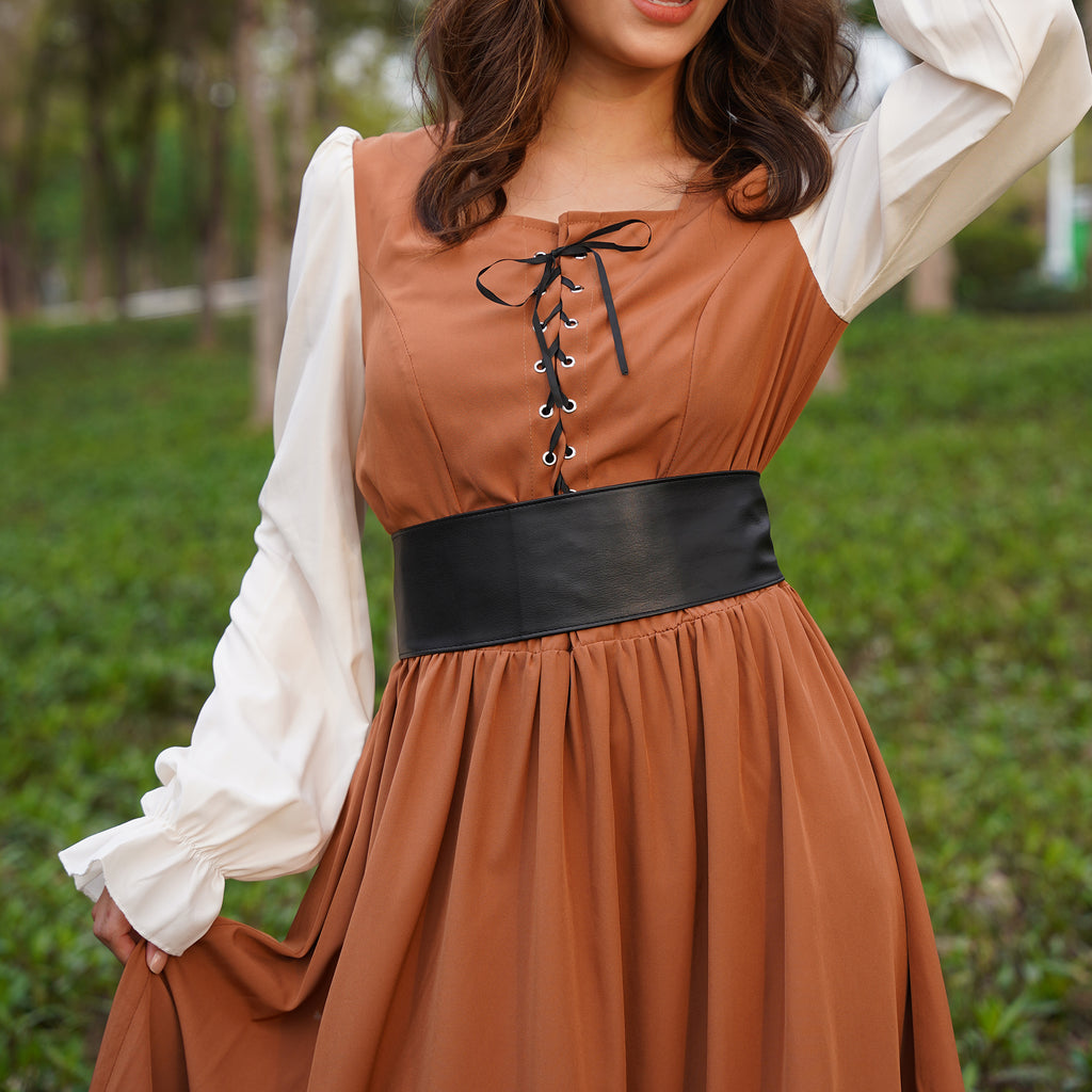 Wide Faux Leather Corset Belt