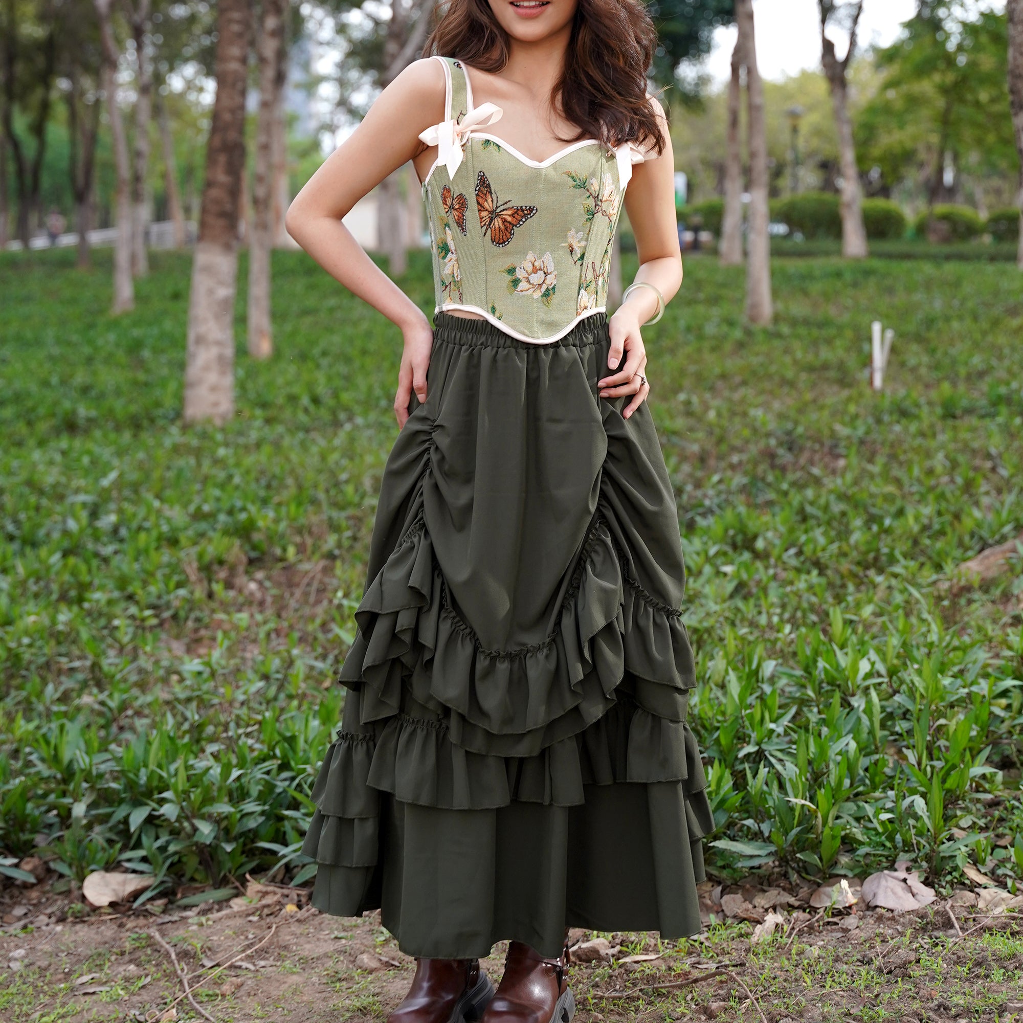 Floral Butterfly Corset Top