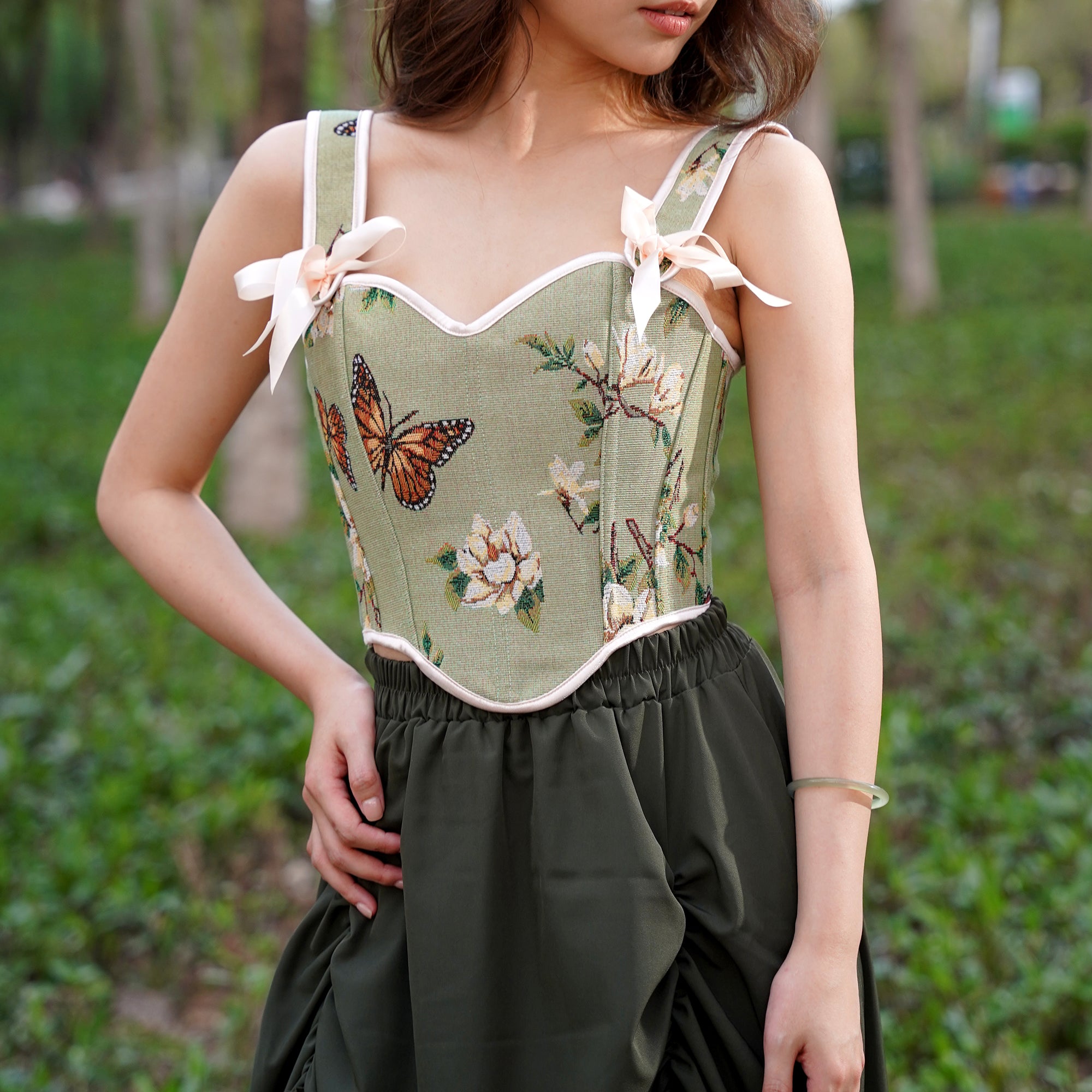 Floral Butterfly Corset Top