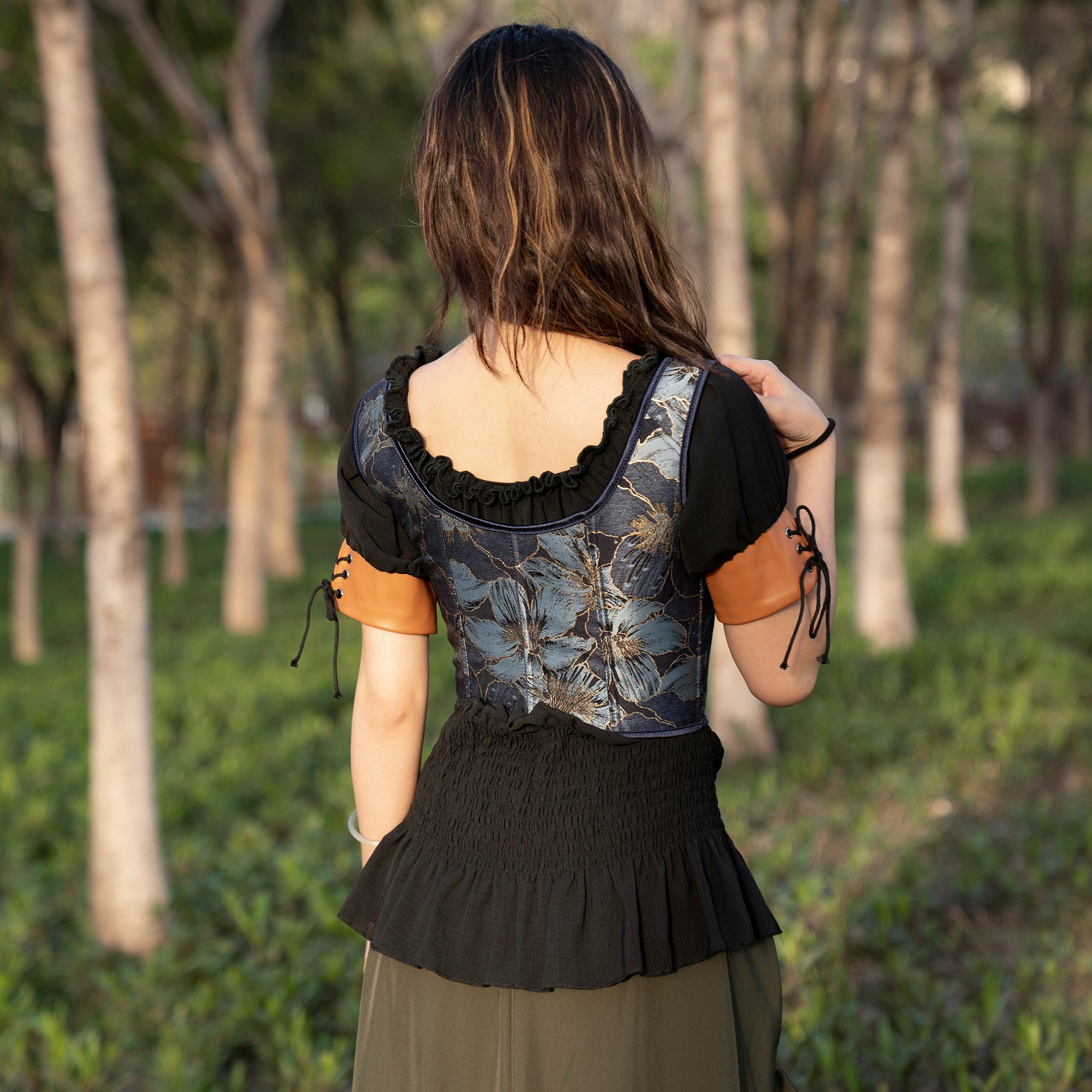Blue Brocade LARP Corset – Medieval Renaissance Bodice