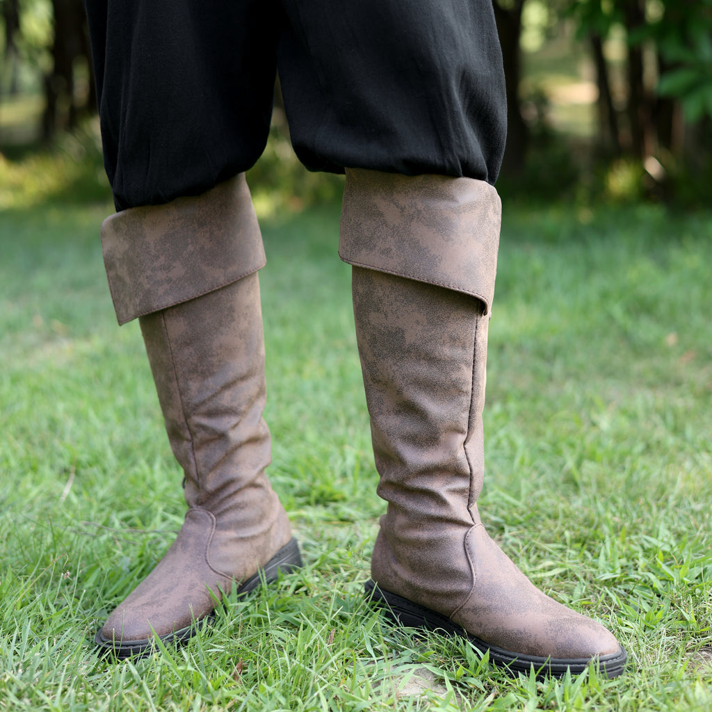 LARP Medieval Boots - Black &amp; Brown Cosplay Footwear