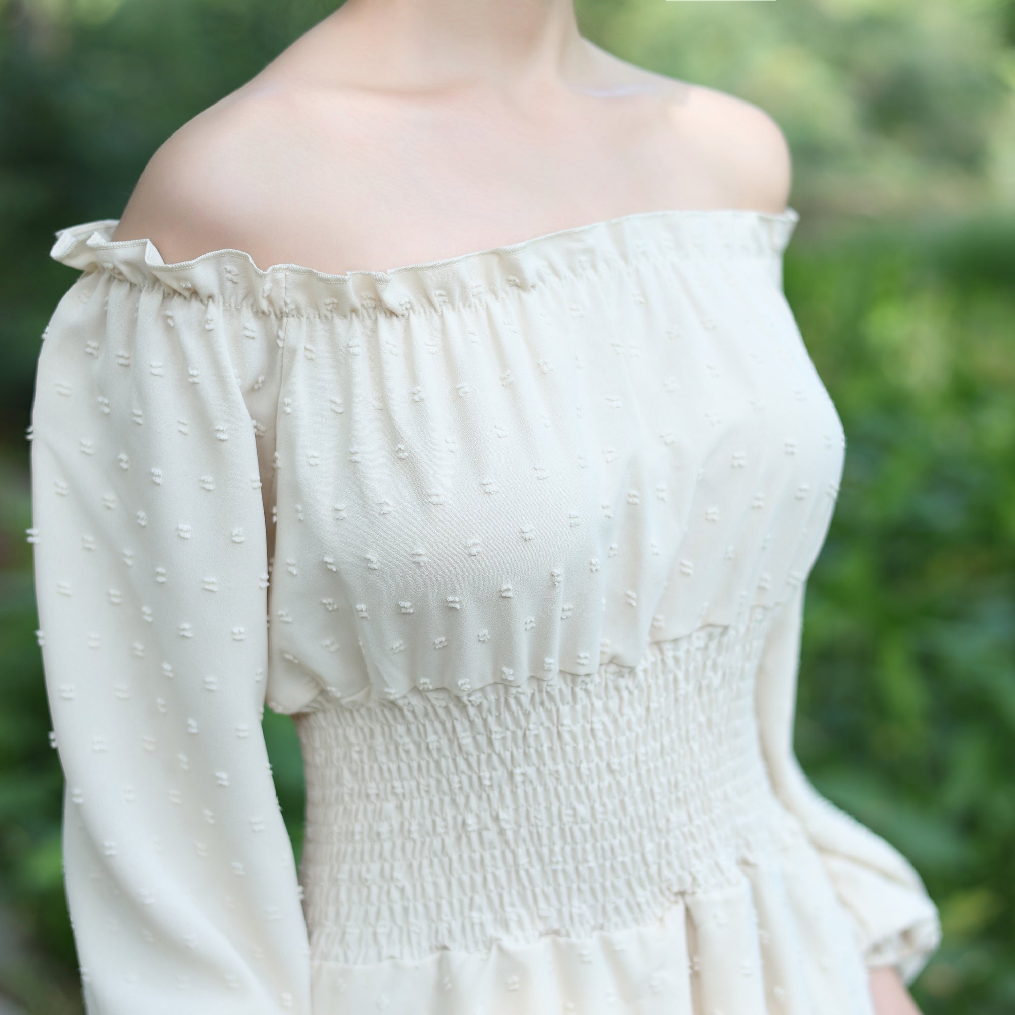 Medieval Off-Shoulder Smocked Dress